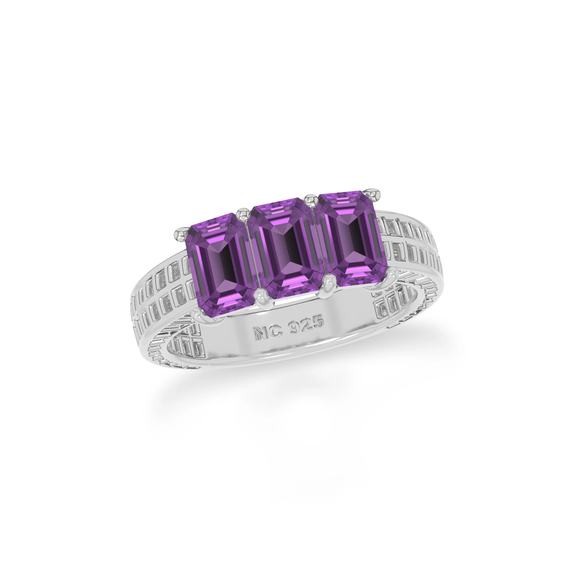 amethyst stackable prong-set ring