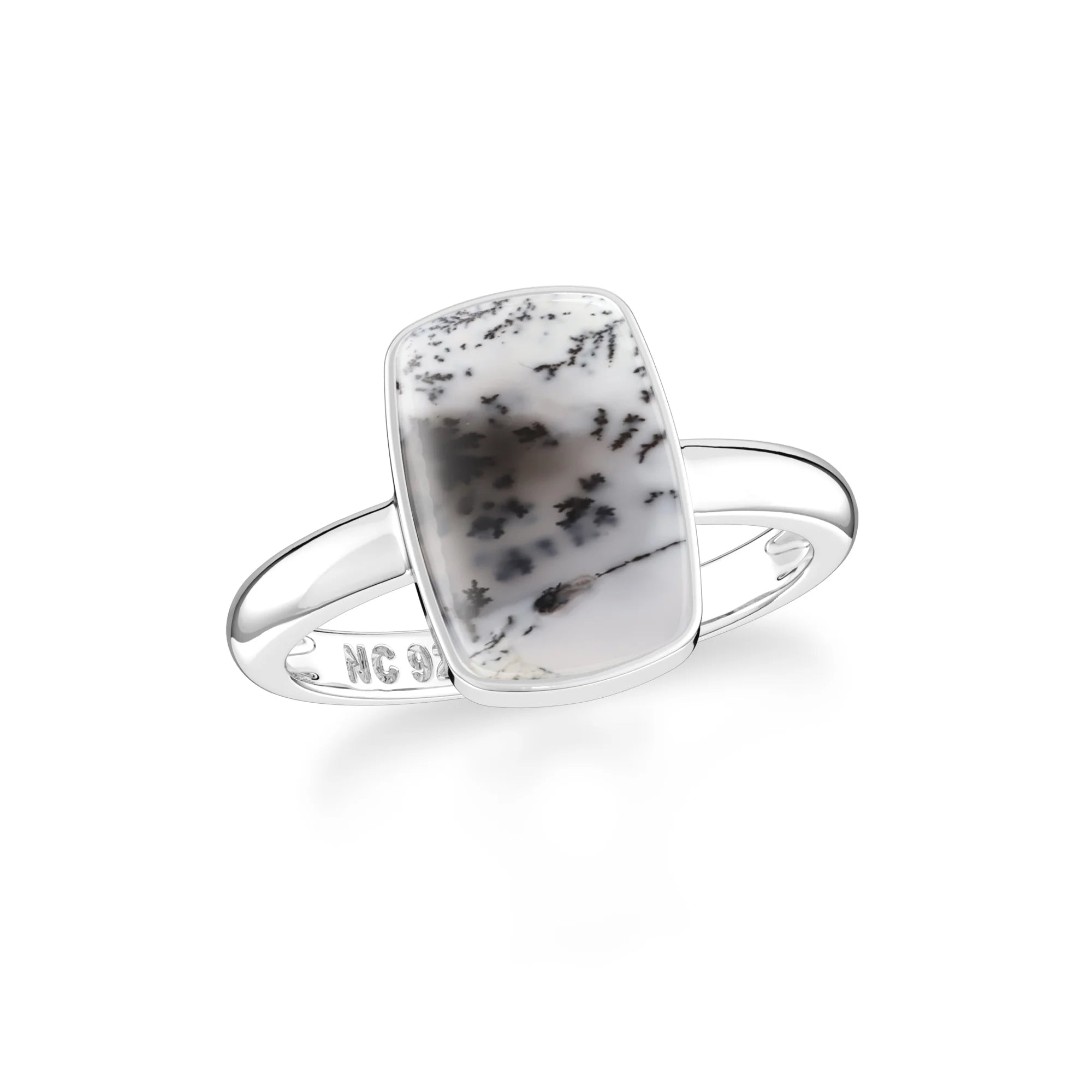 dendritic opal bezel-set ring