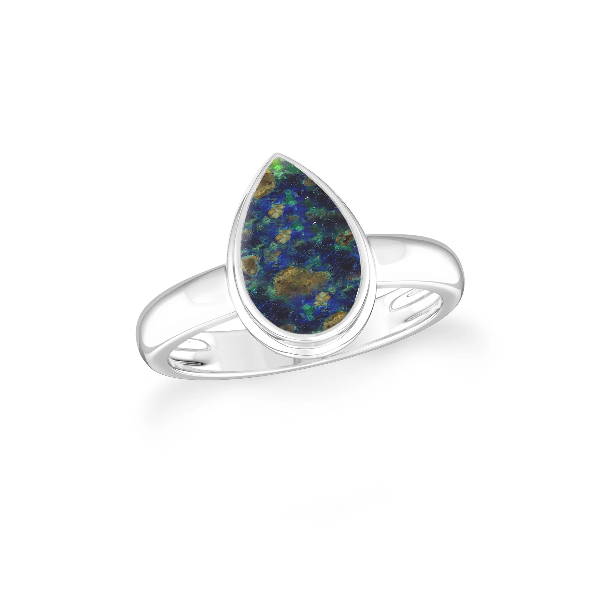 azurite malachite bezel-set ring