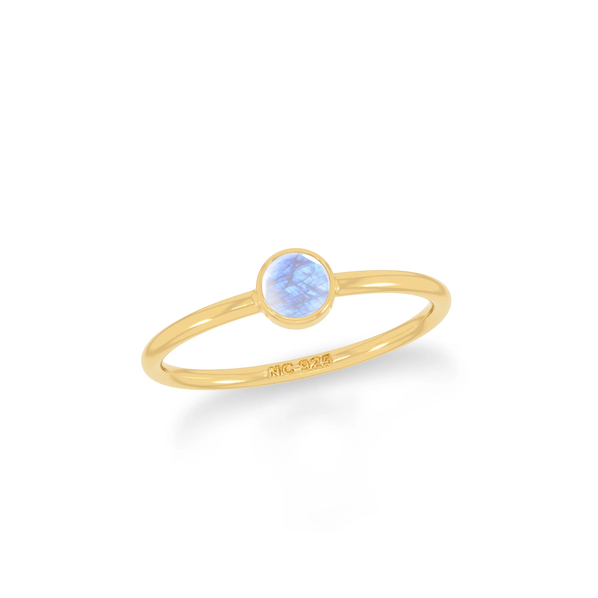 rainbow moonstone bezel-set ring