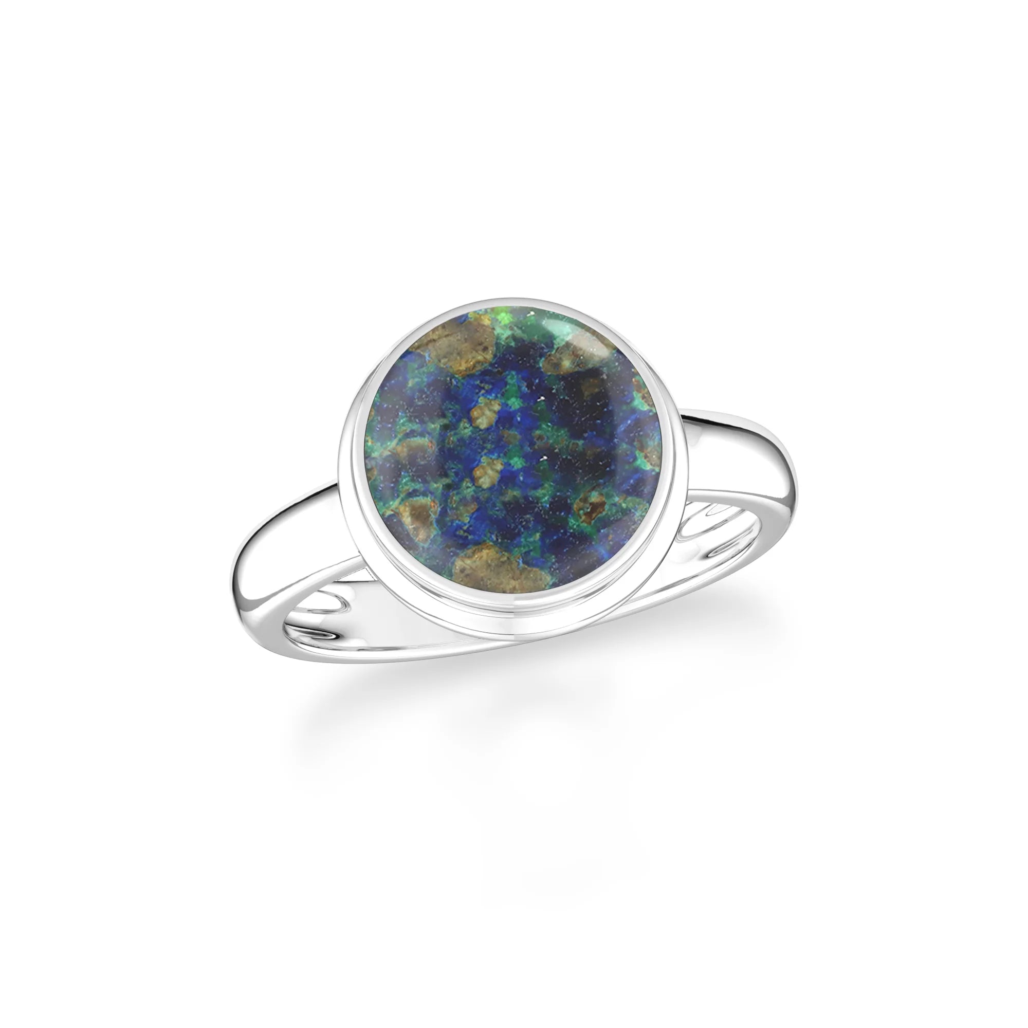 azurite malachite bezel-set ring