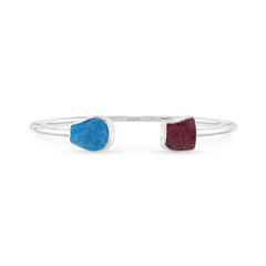 neon apatite with rhodolite garnet twister bracelet
