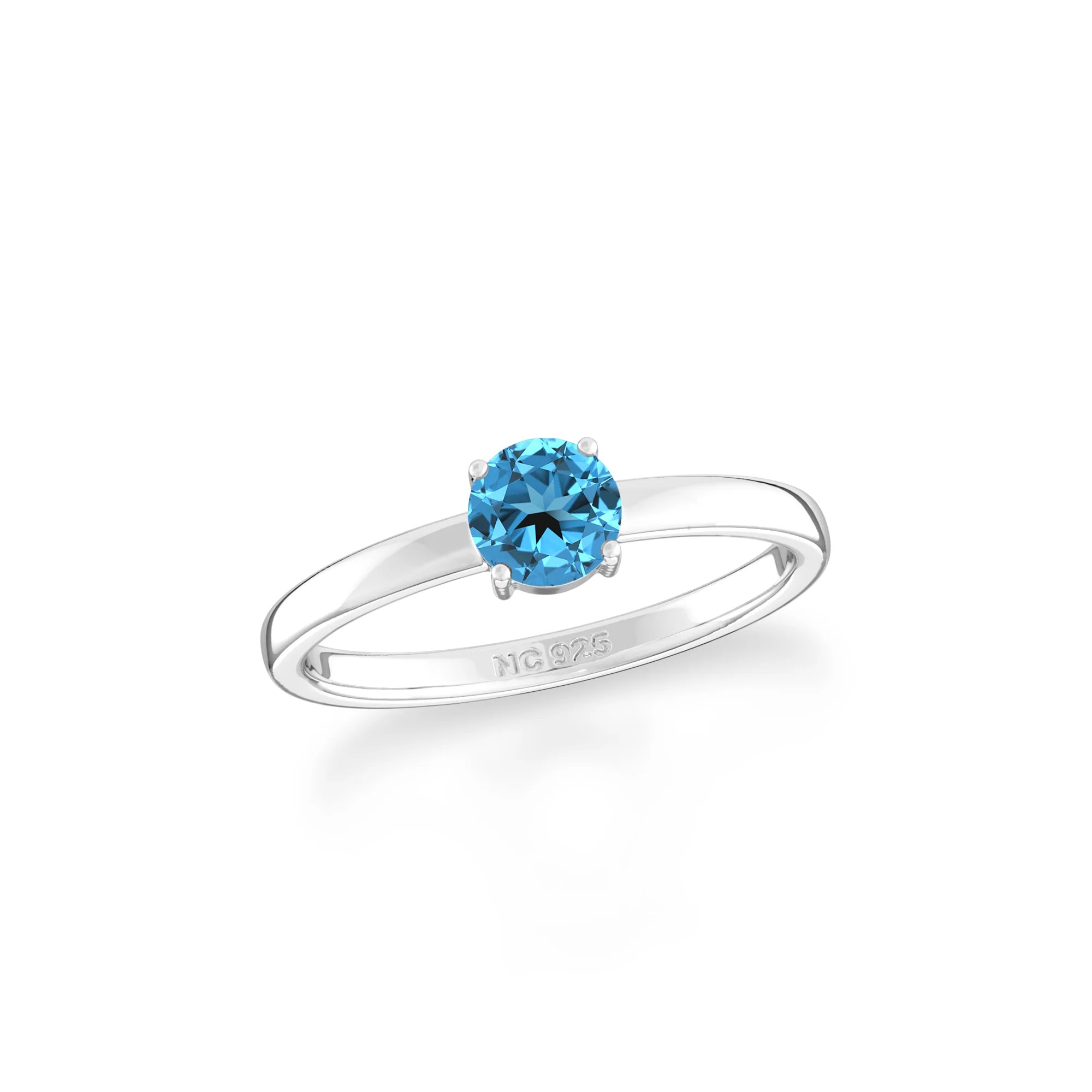 swiss blue topaz stackable prong-set ring