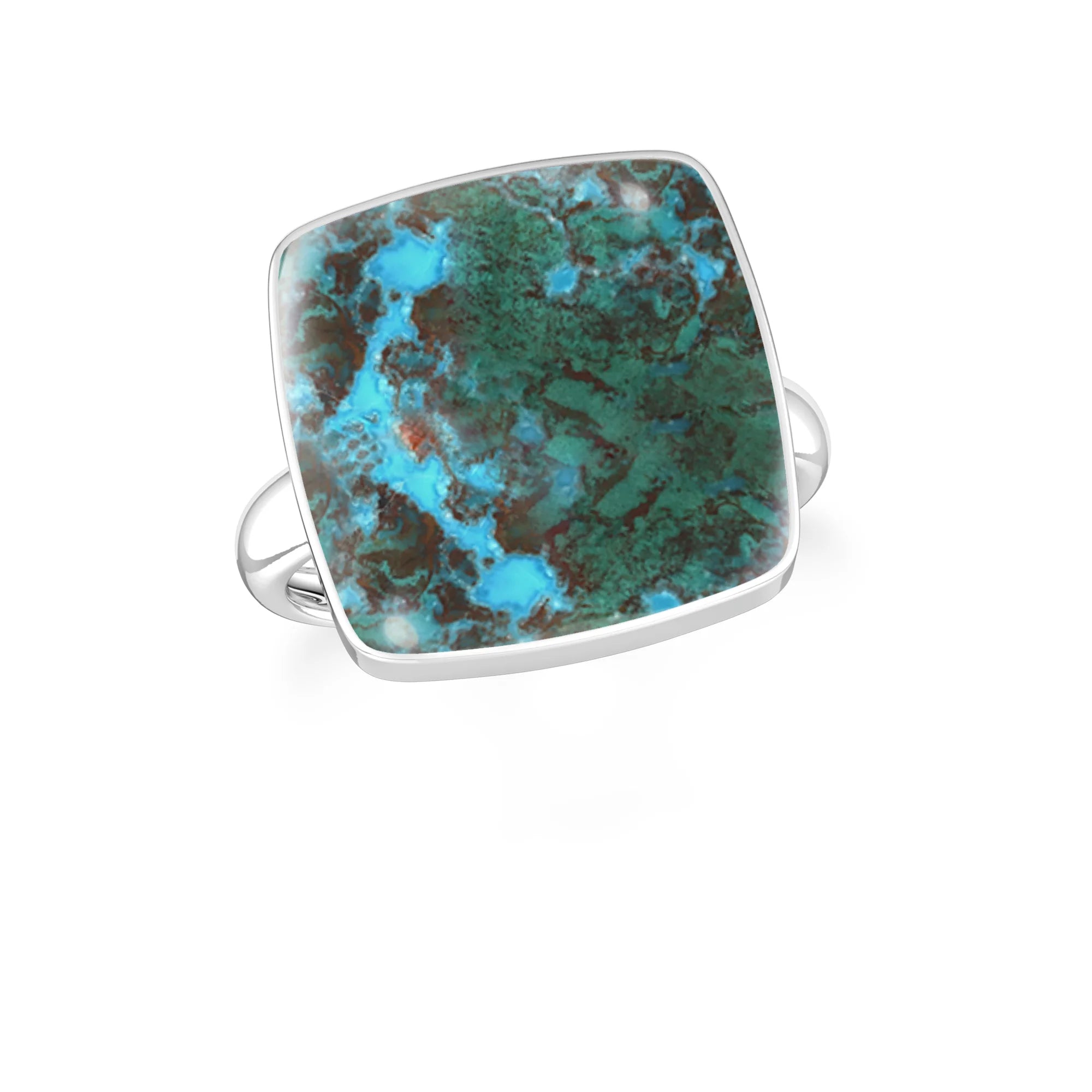 chrysocolla bezel-set ring