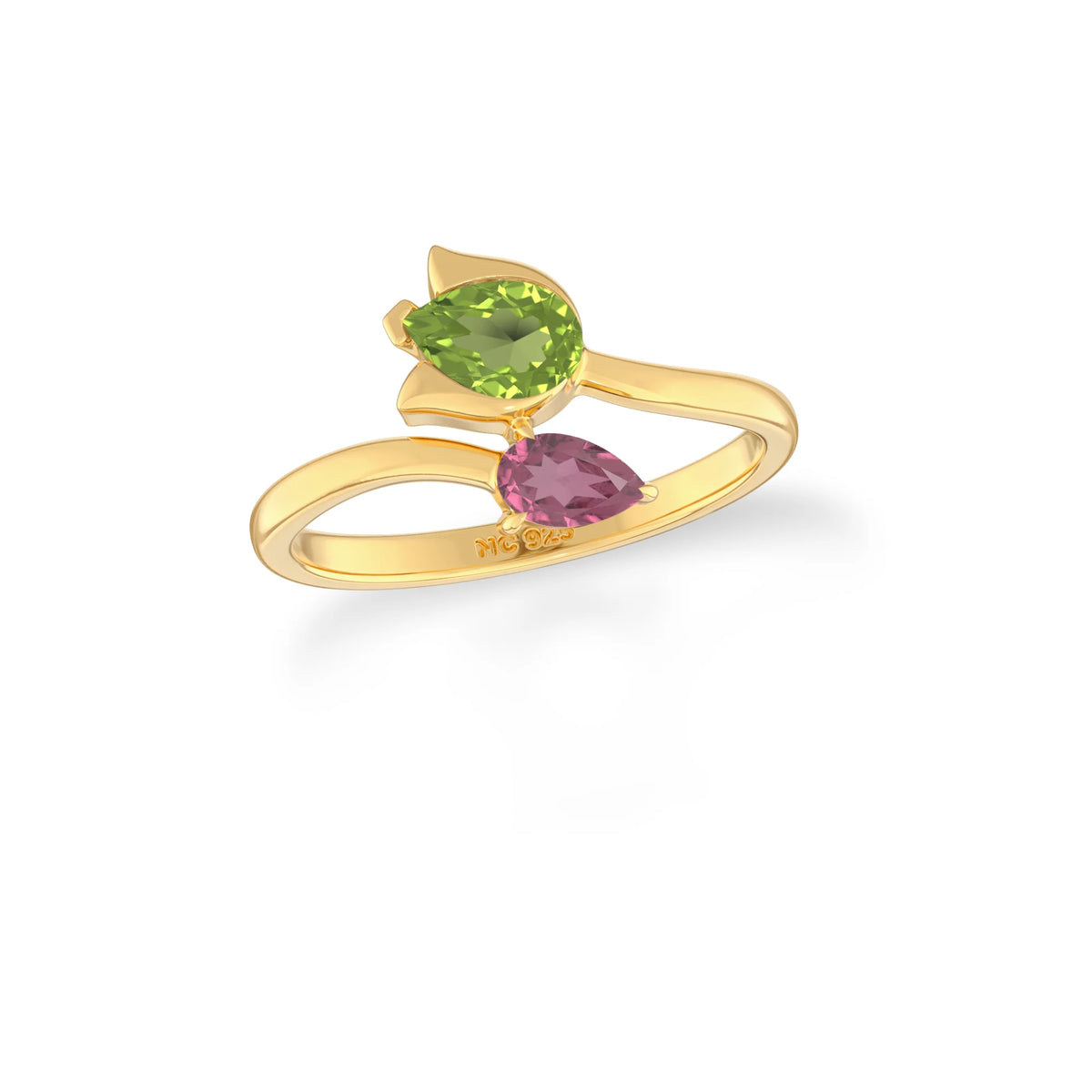 peridot & pink tourmaline ring