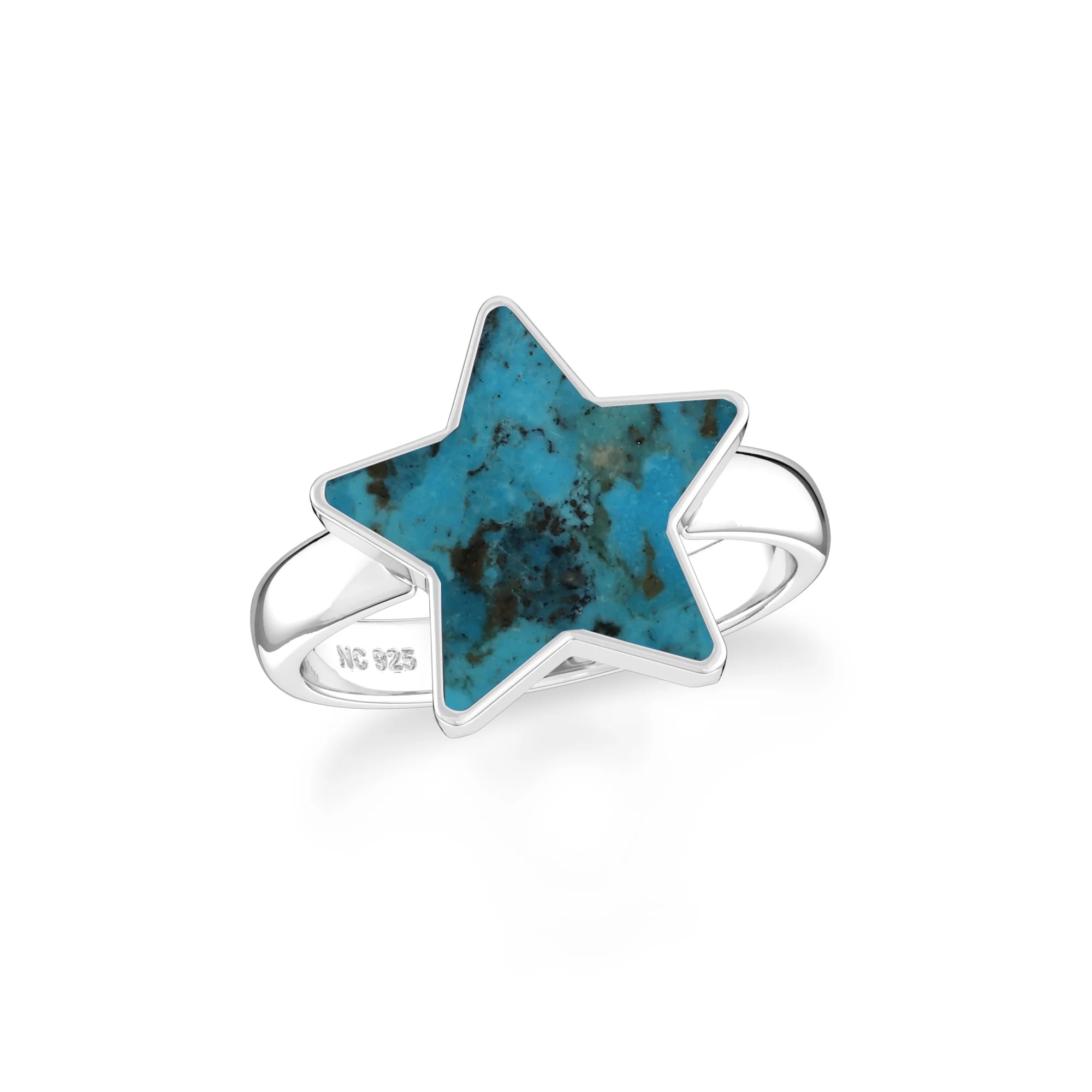 compressed turquoise blue  stackable bezel-set ring