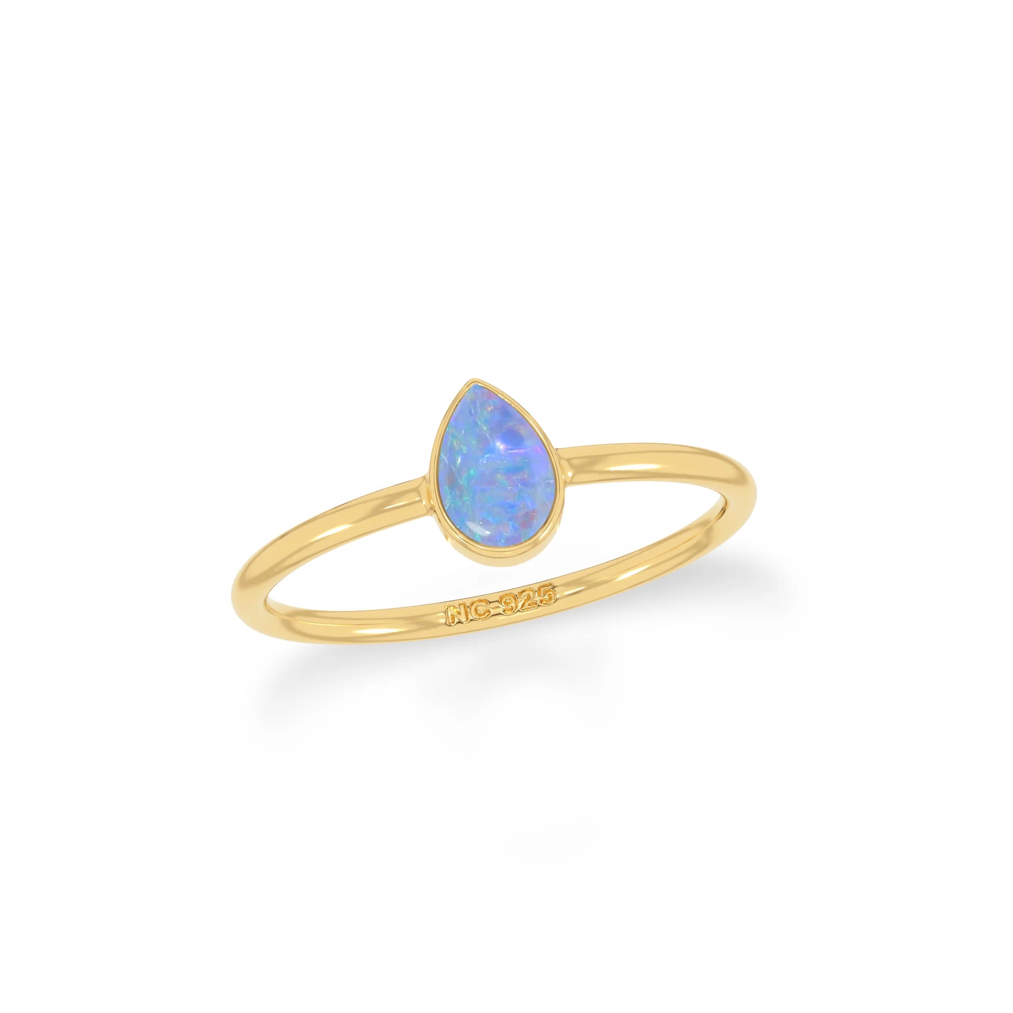 australian opal bezel-set ring