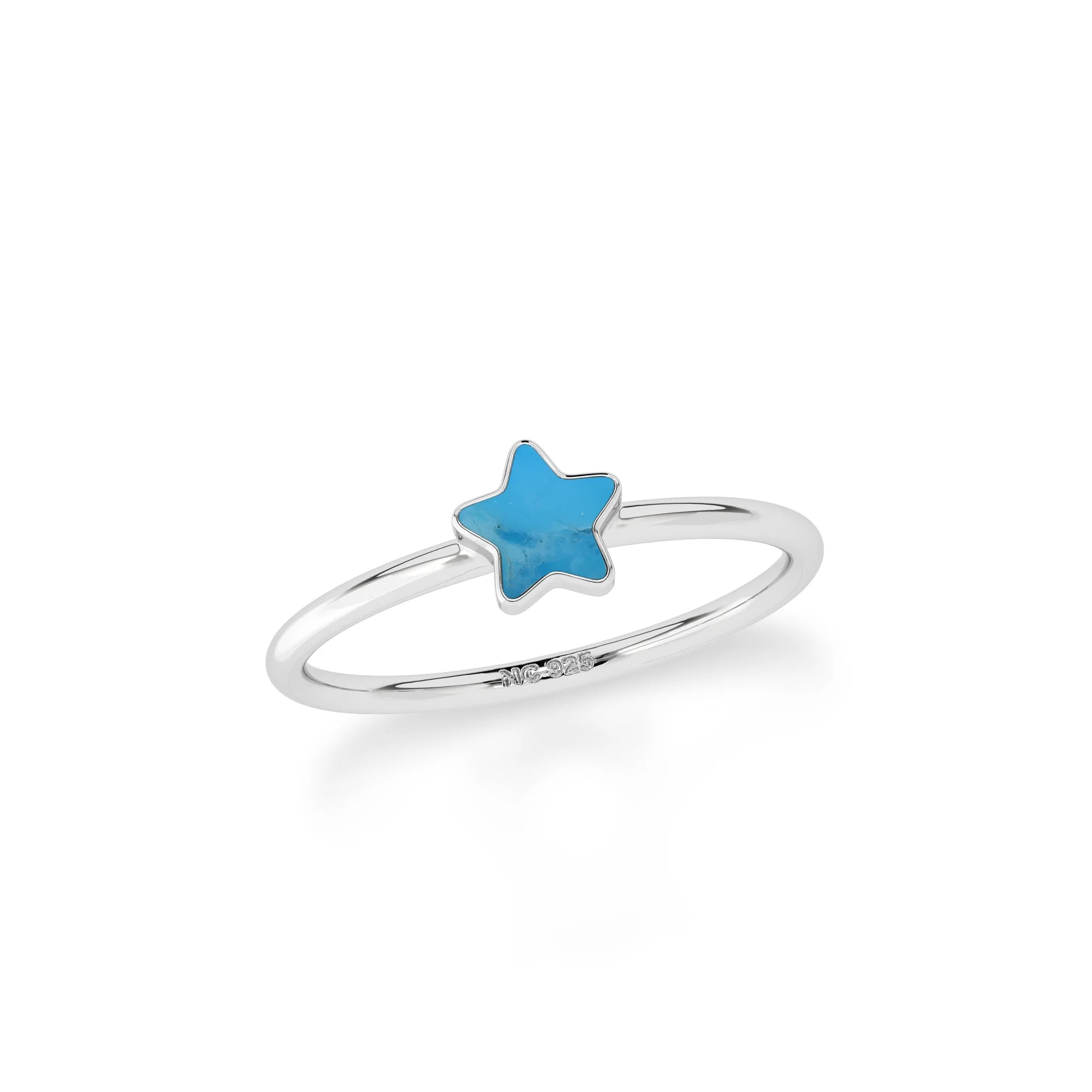 compressed turquoise blue  stackable bezel-set ring