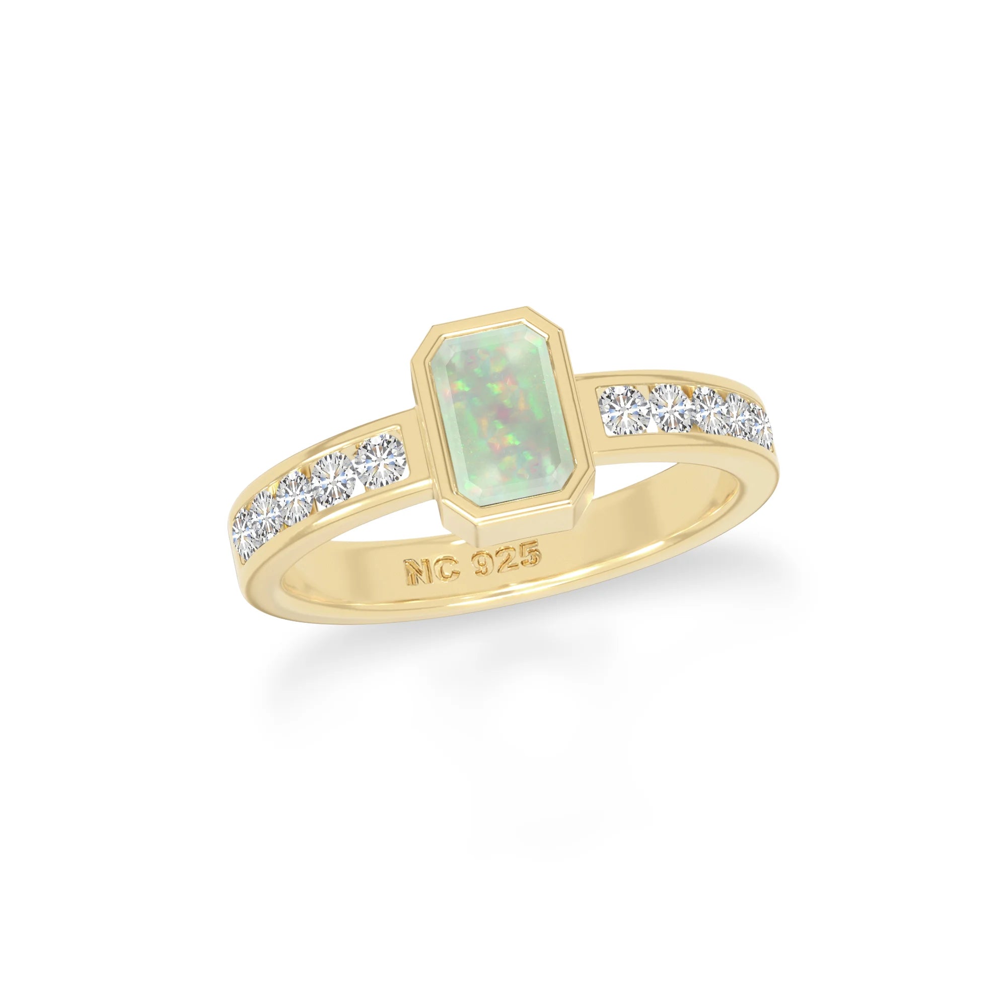 natural ethiopian opal rings for women in 18k yellow gold vermeil