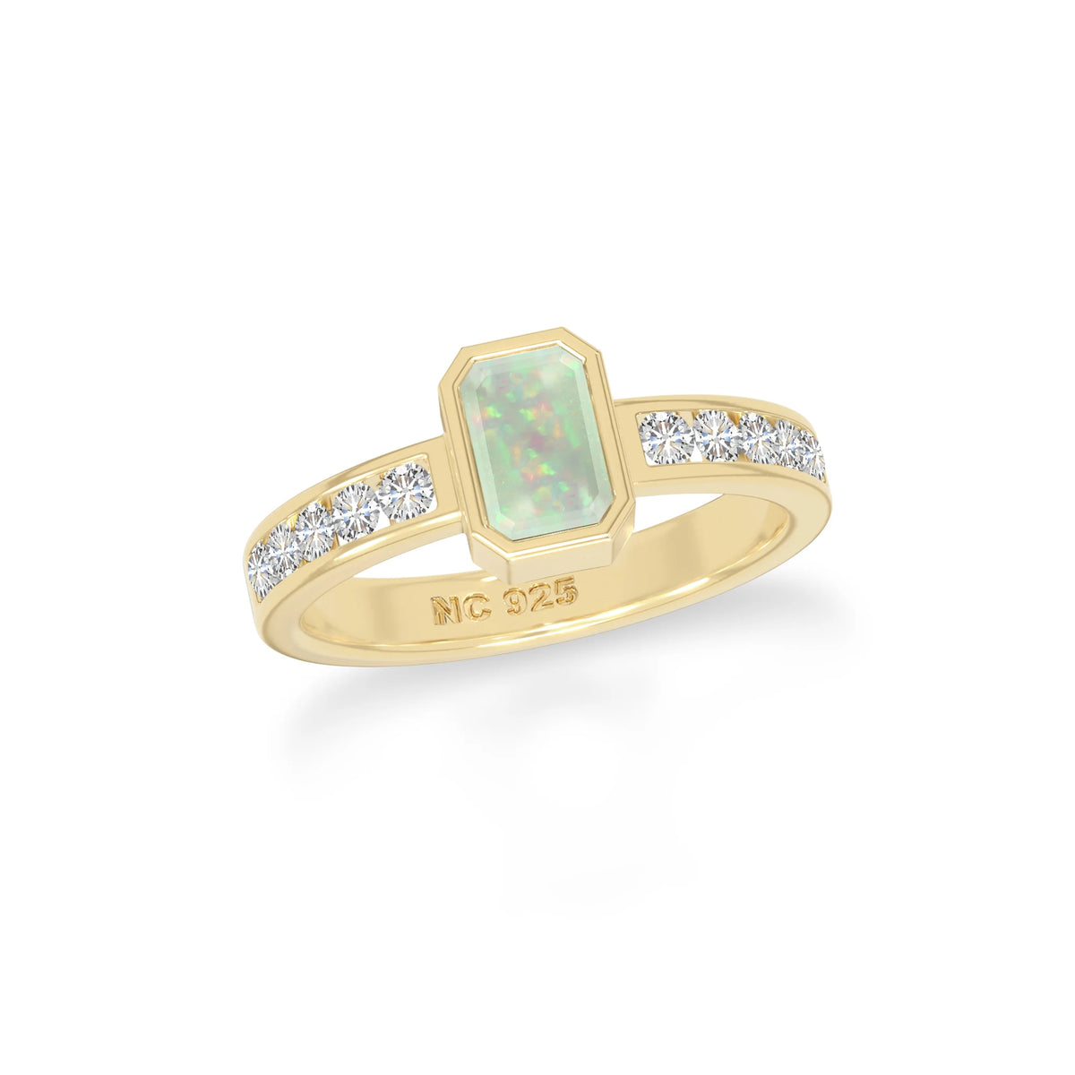 natural ethiopian opal rings for women in 18k yellow gold vermeil