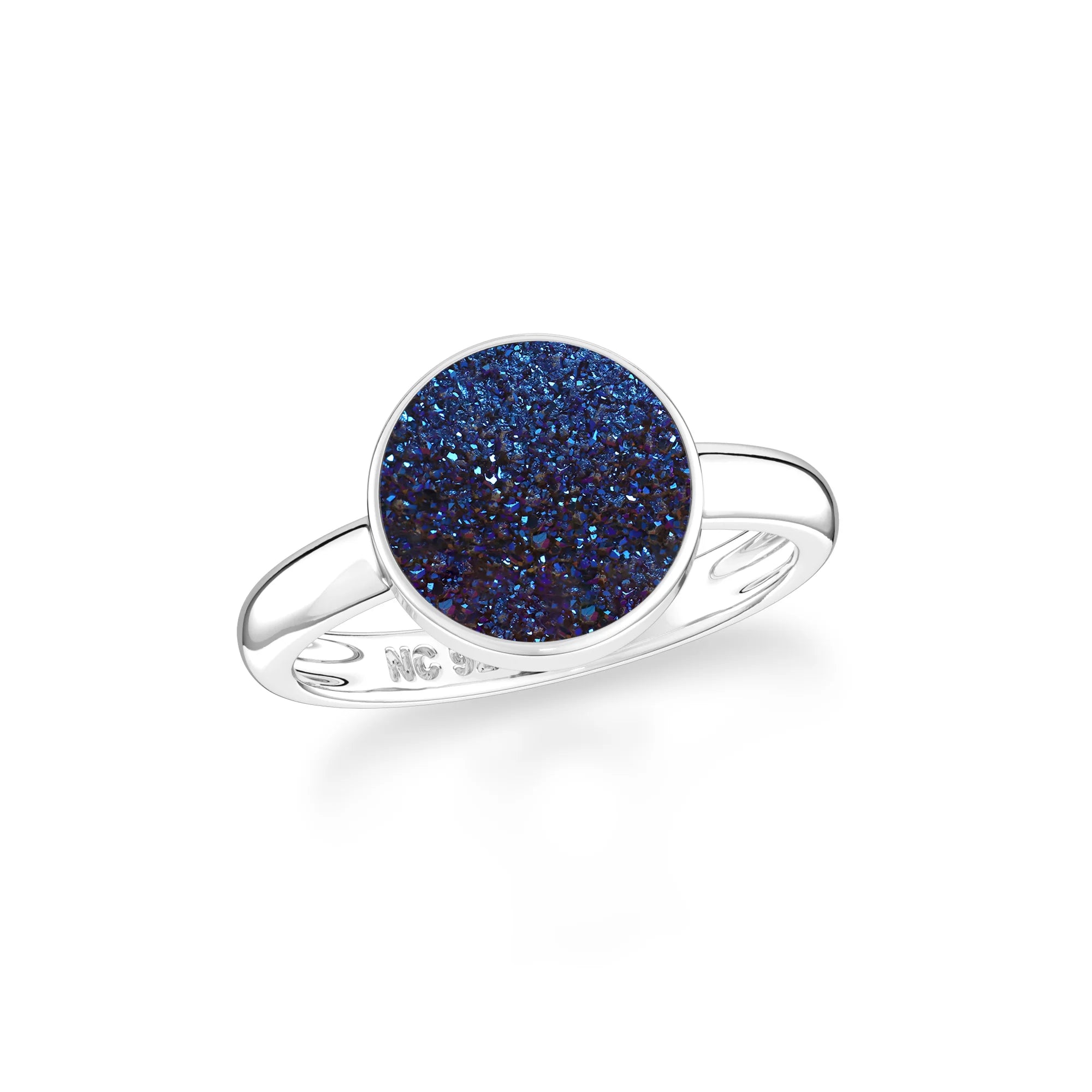 titanium druzy blue bezel-set ring