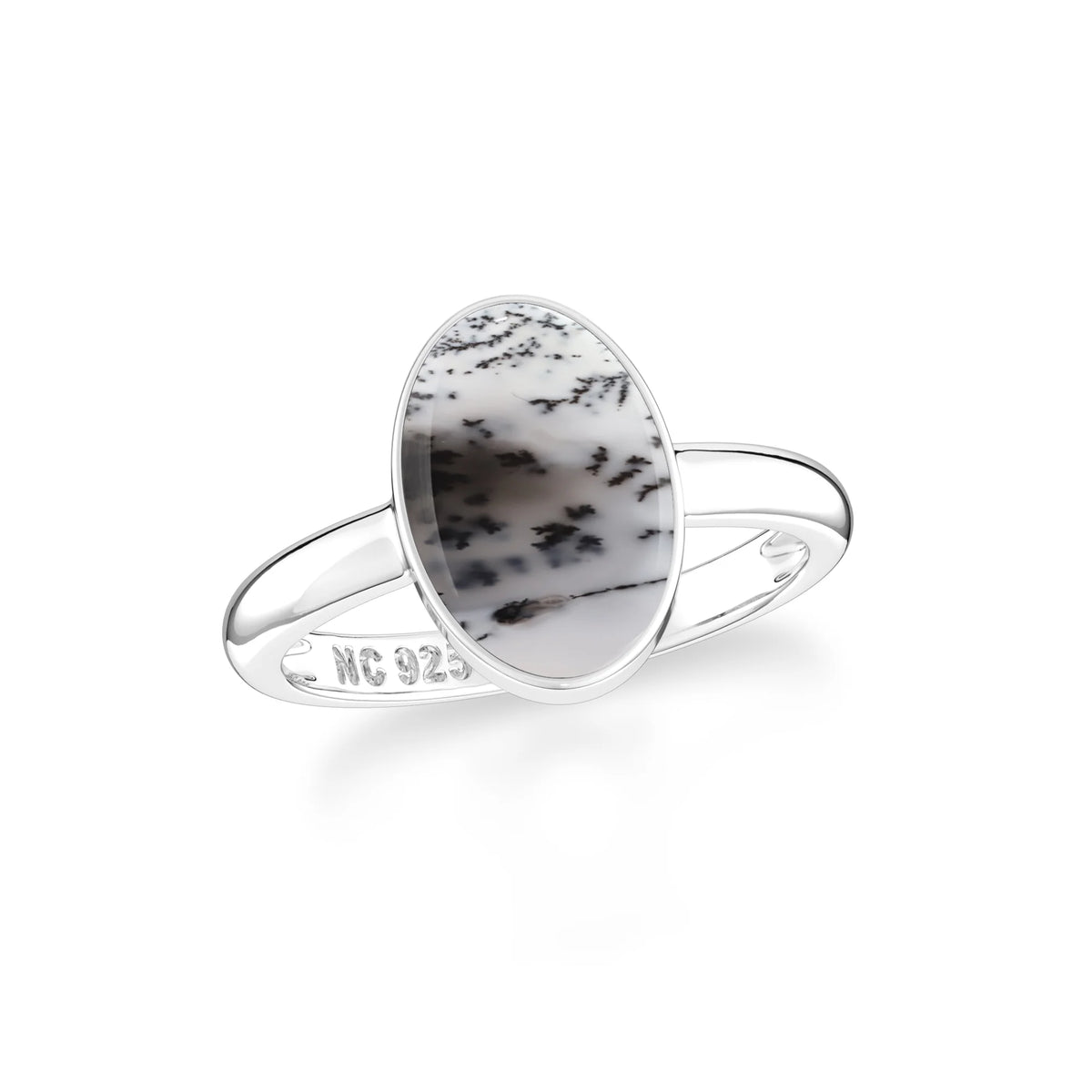 dendritic opal bezel-set ring