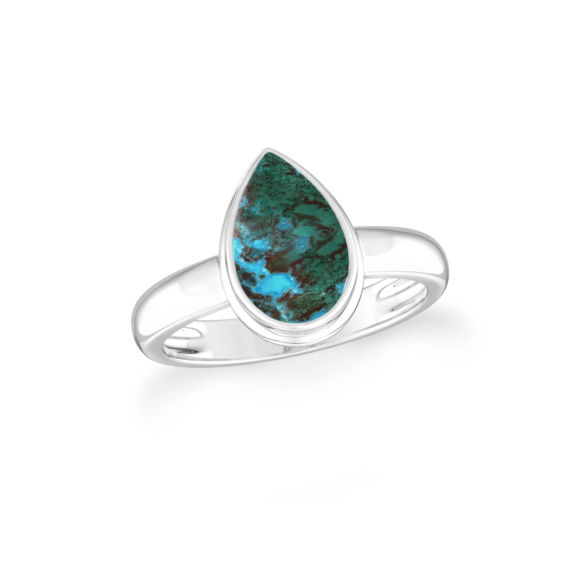 chrysocolla bezel-set ring
