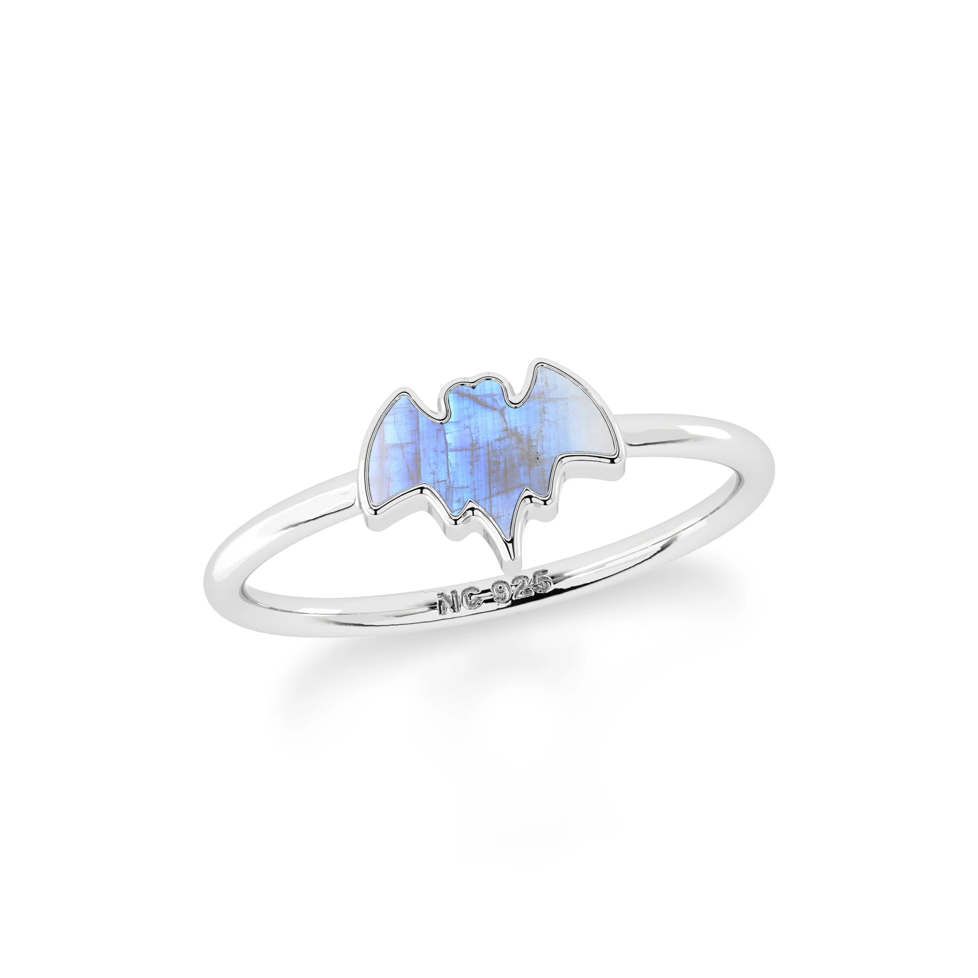 rainbow moonstone stackable bezel-set ring