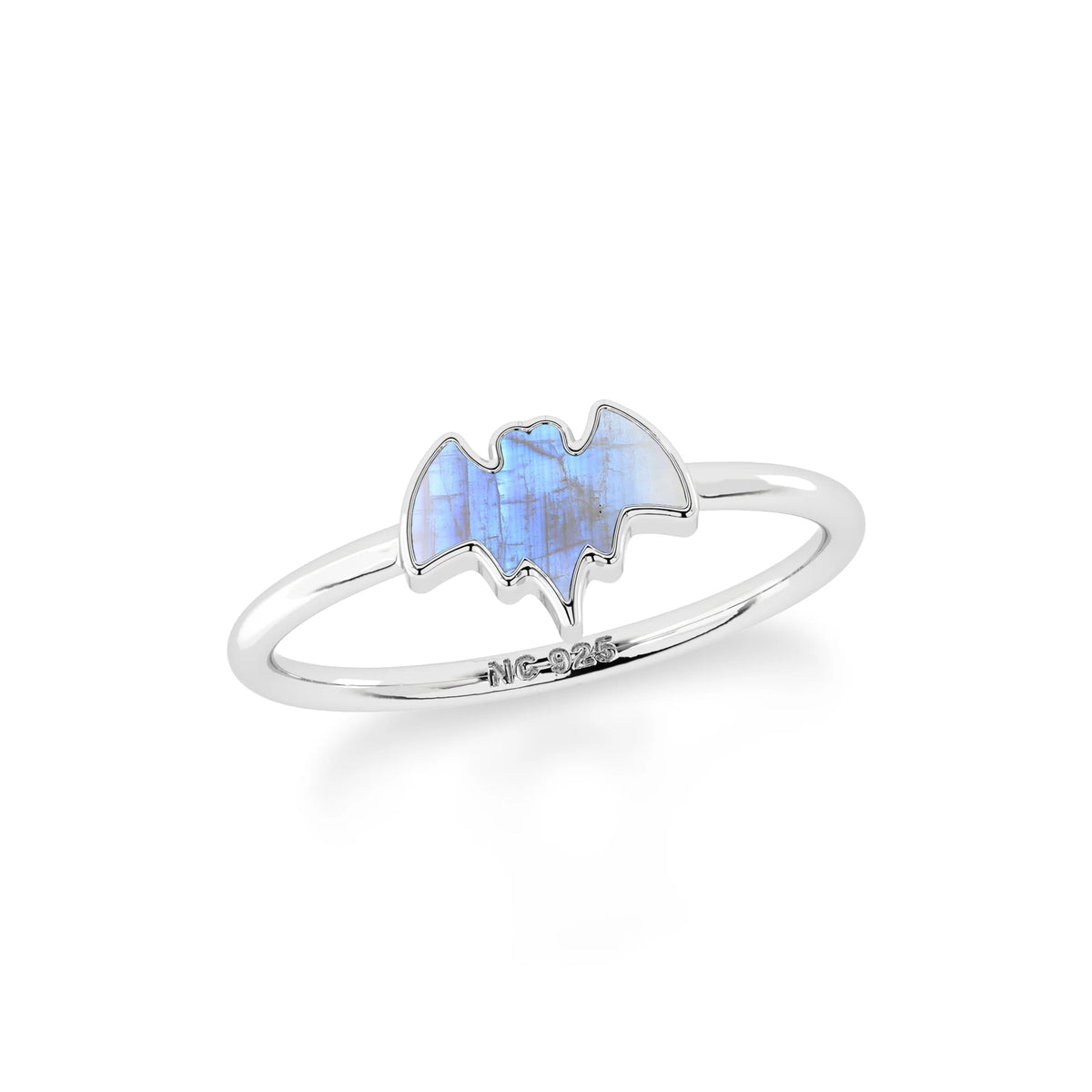 rainbow moonstone stackable bezel-set ring
