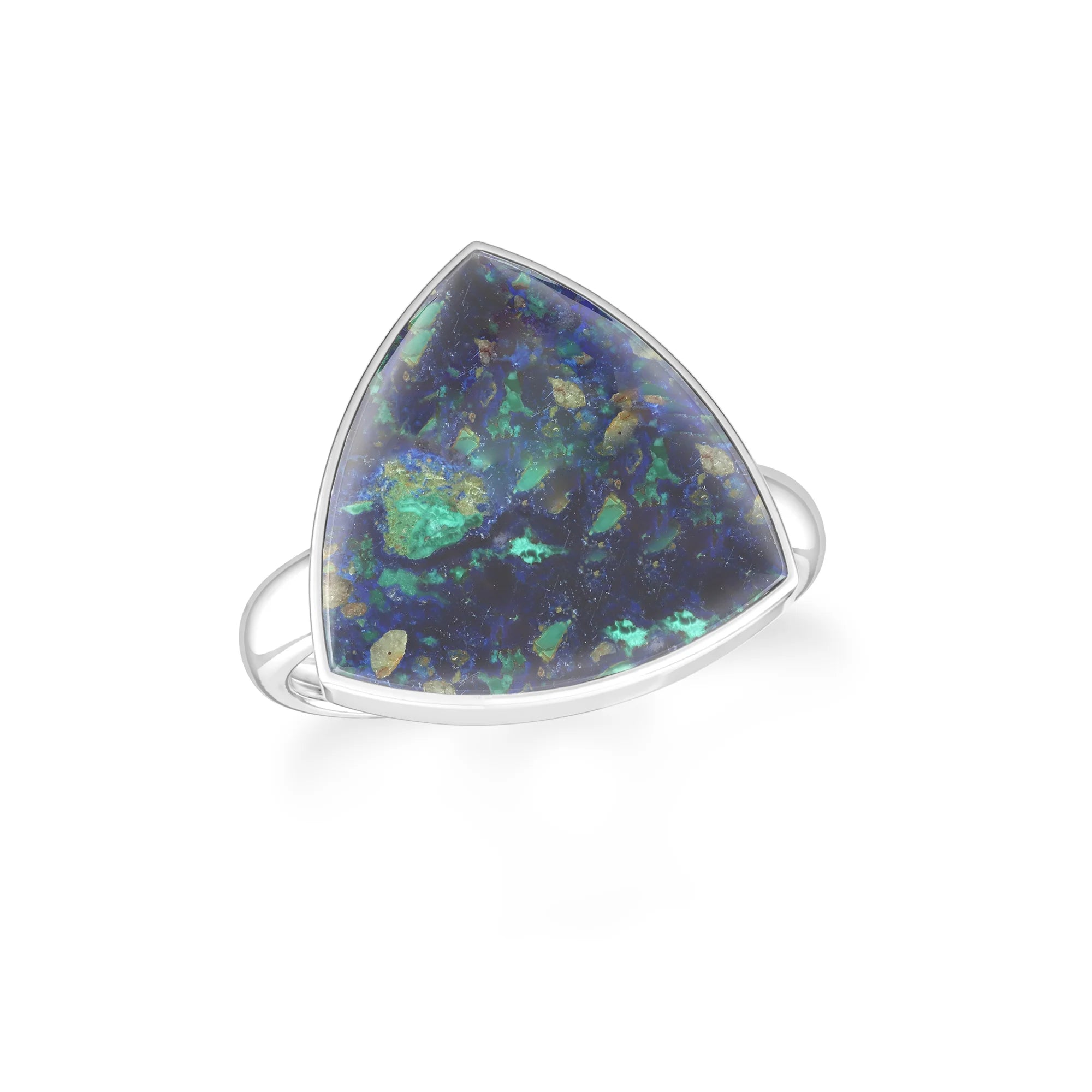 azurite malachite bezel-set ring