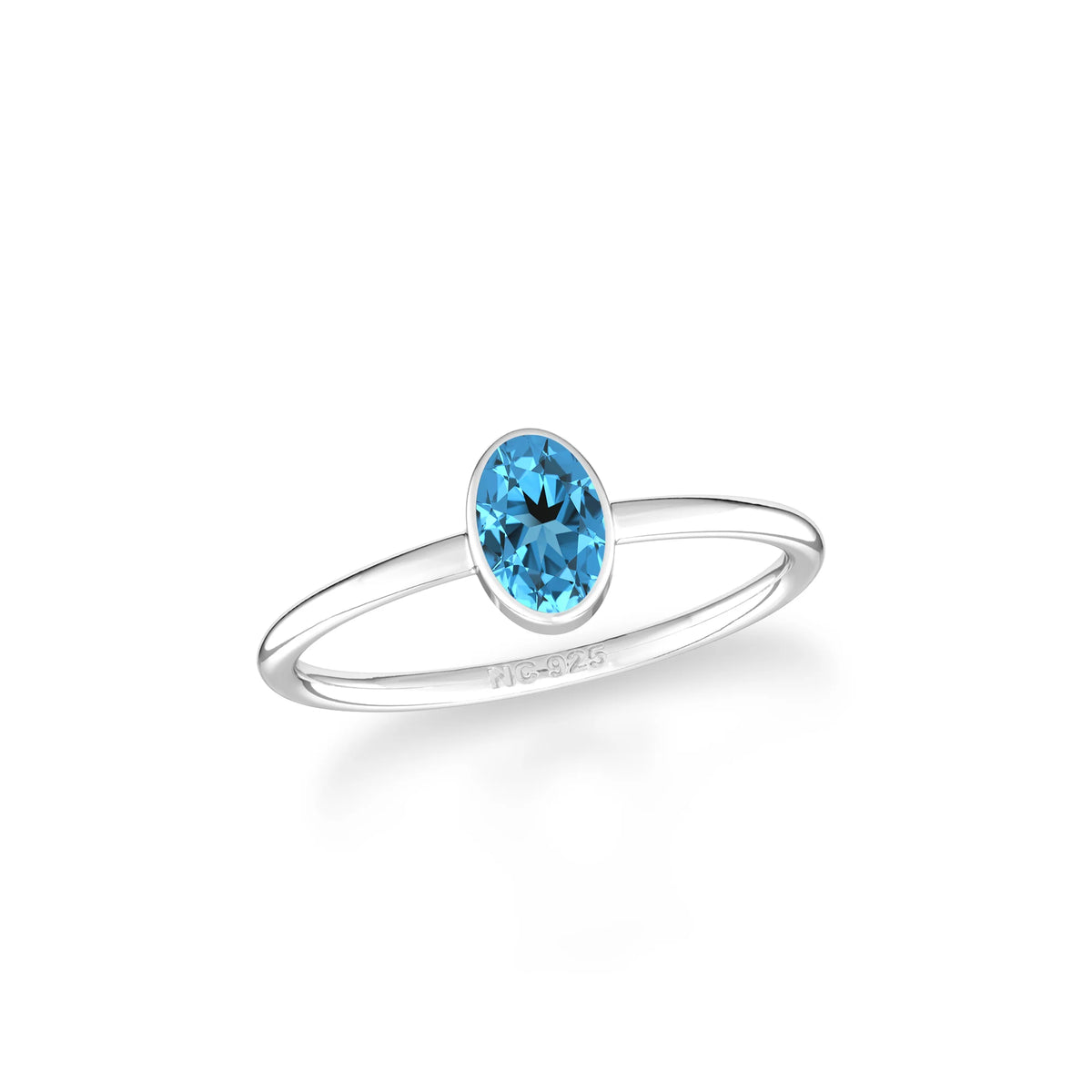 swiss blue topaz stackable bezel-set ring