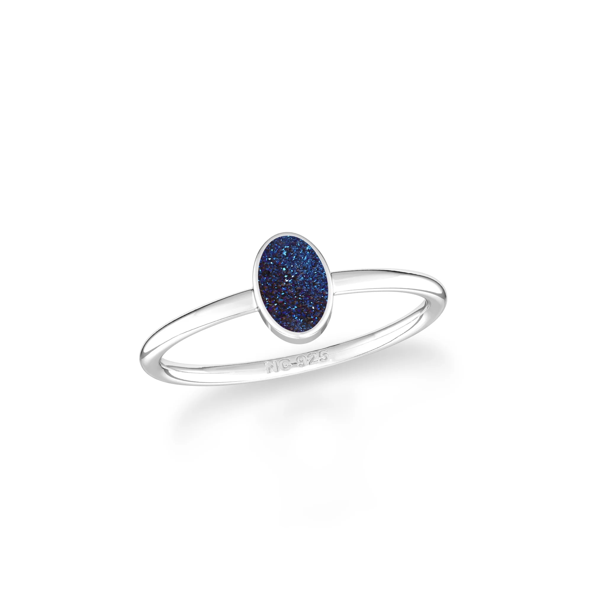 titanium druzy blue bezel-set ring