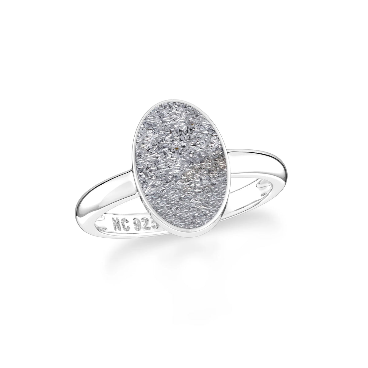 titanium druzy silver bezel-set ring