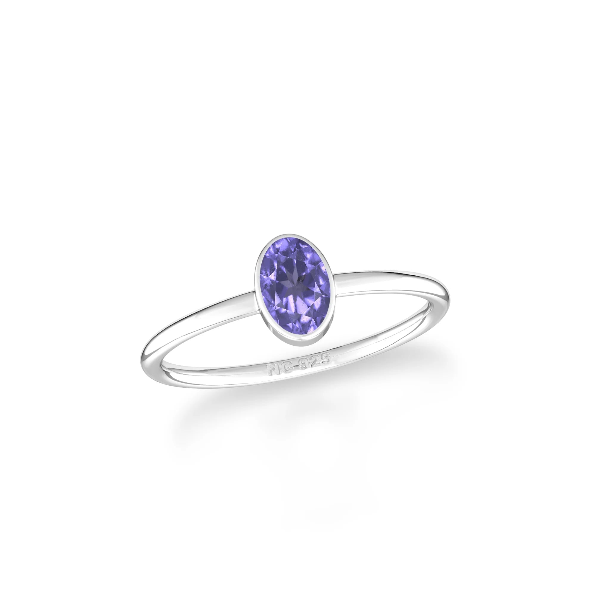 tanzanite stackable bezel-set ring