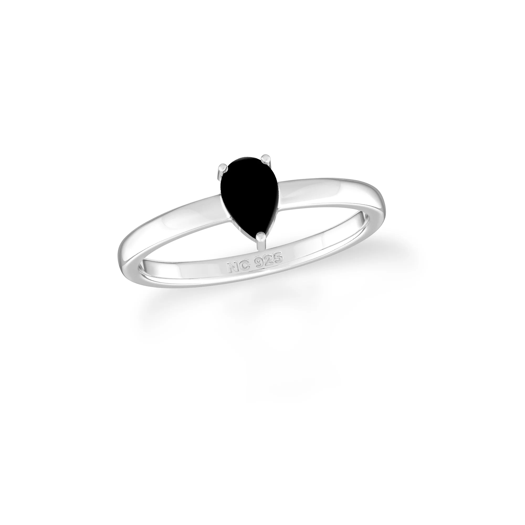 black onyx stackable prong-set ring