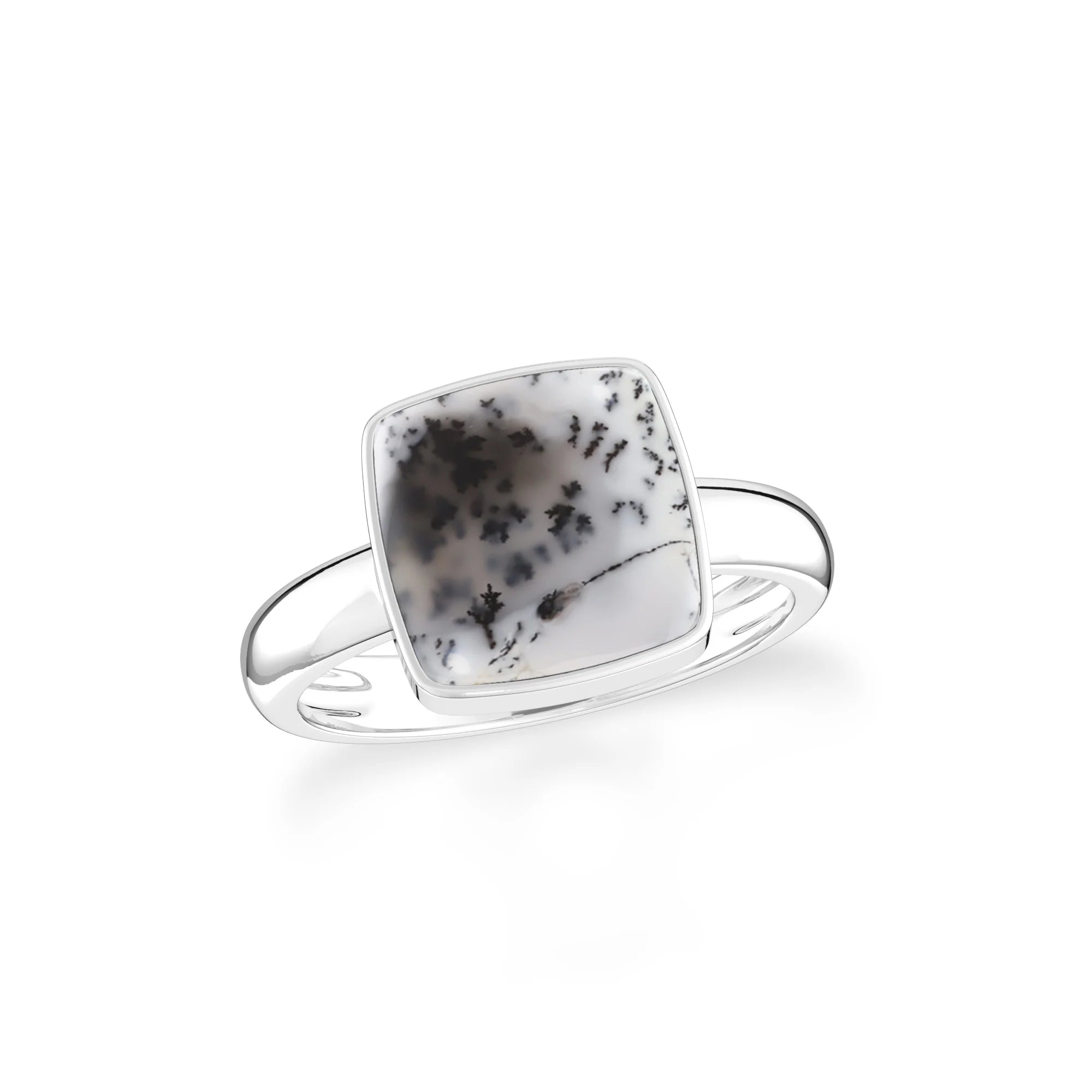 dendritic-opal bezel-set ring
