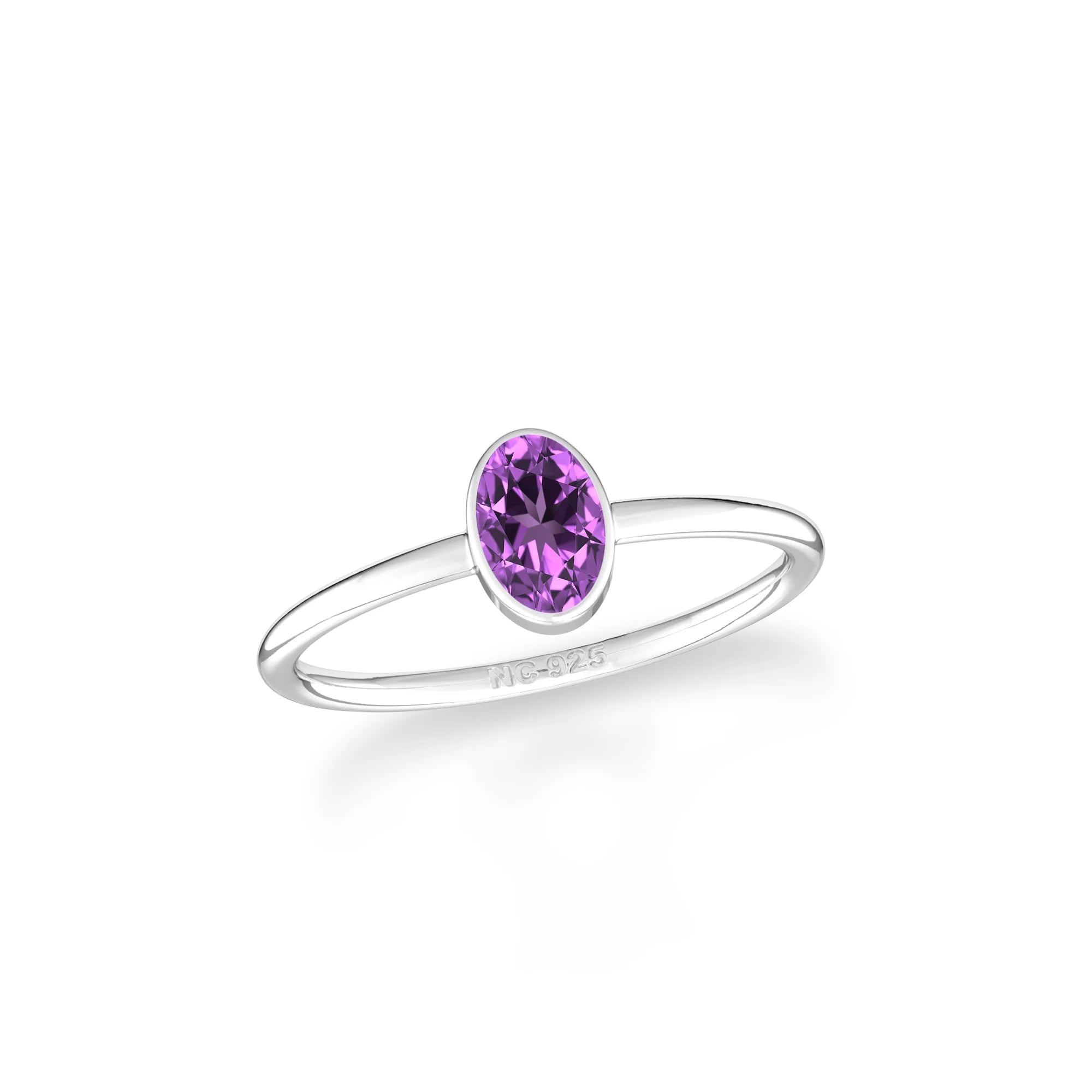 amethyst stackable bezel-set ring