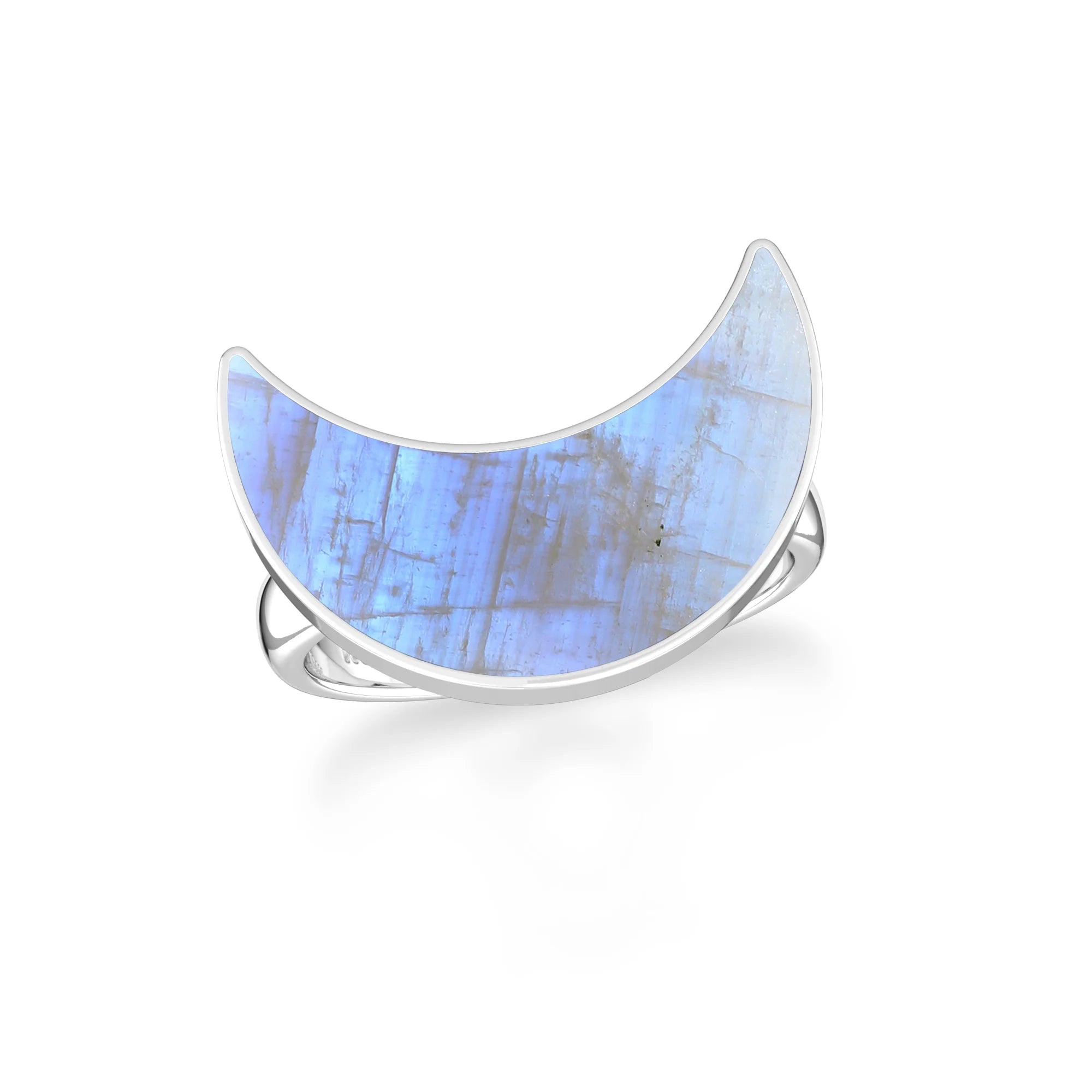 rainbow moonstone stackable bezel-set ring