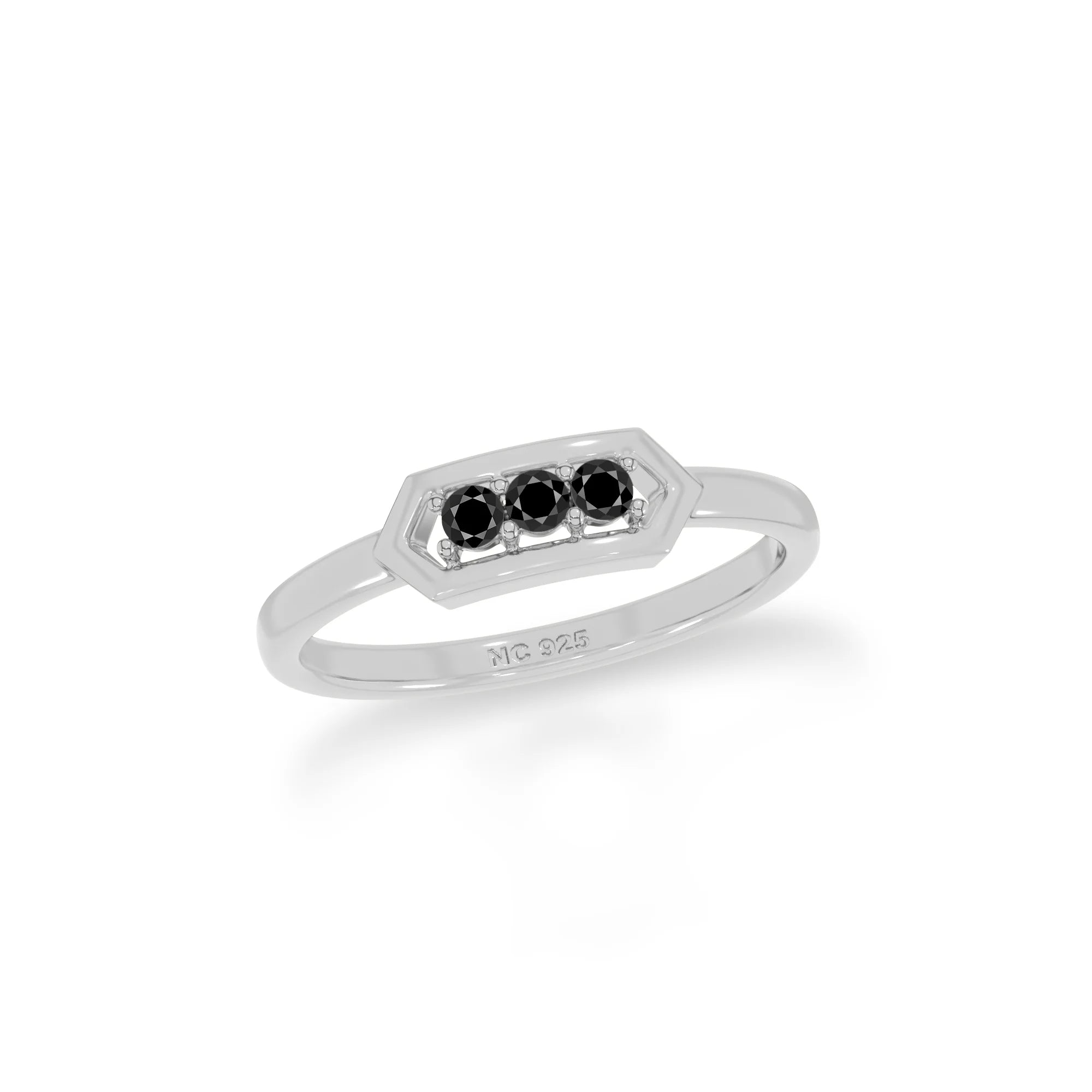 black-tourmaline stackable prong-set ring