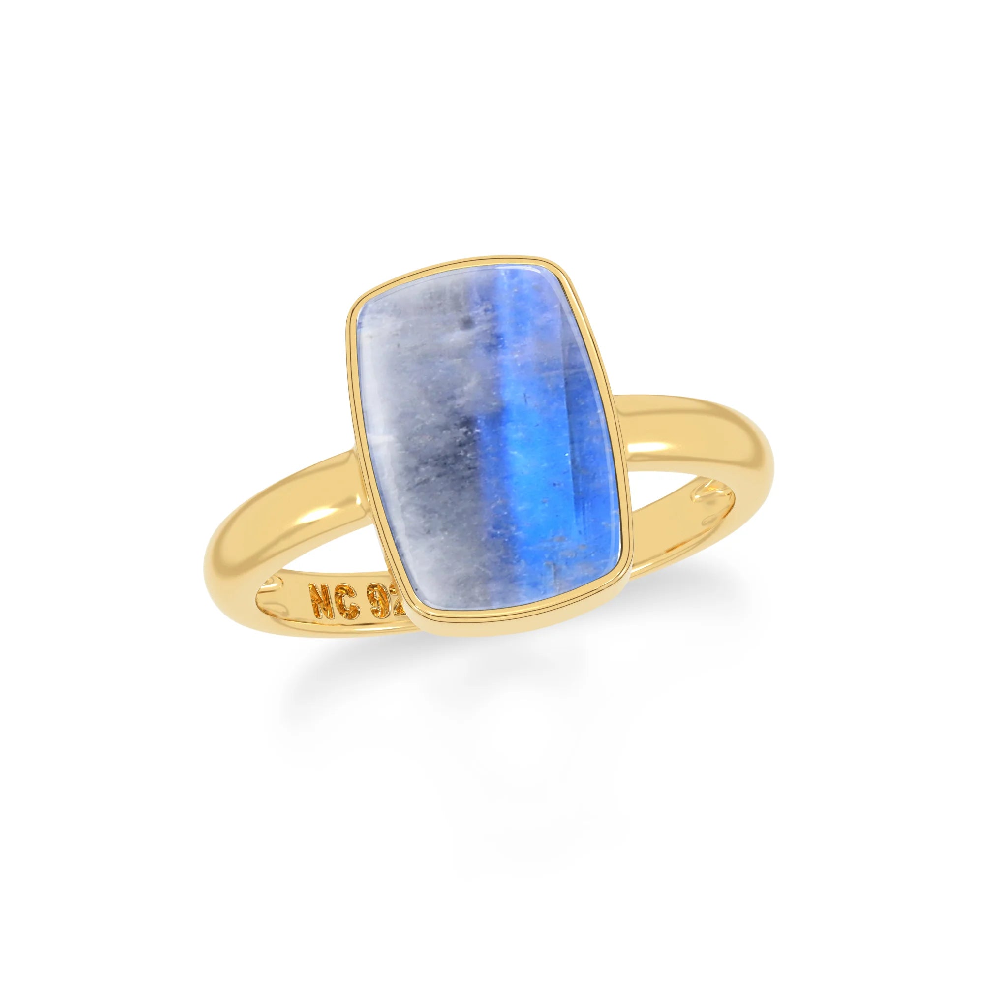 blue moonstone bezel-set ring