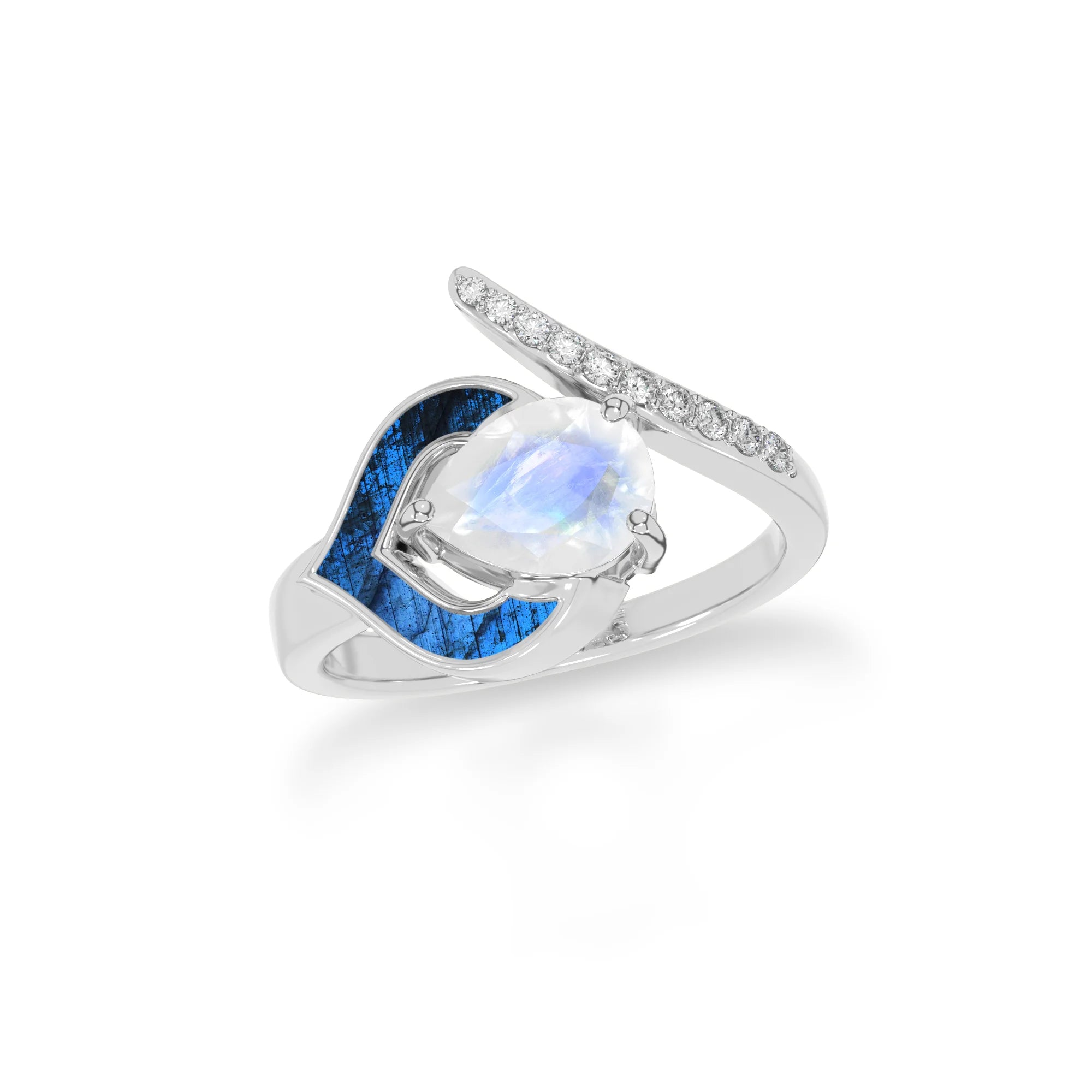 Natural Rainbow Moonstone & Labradorite Ring