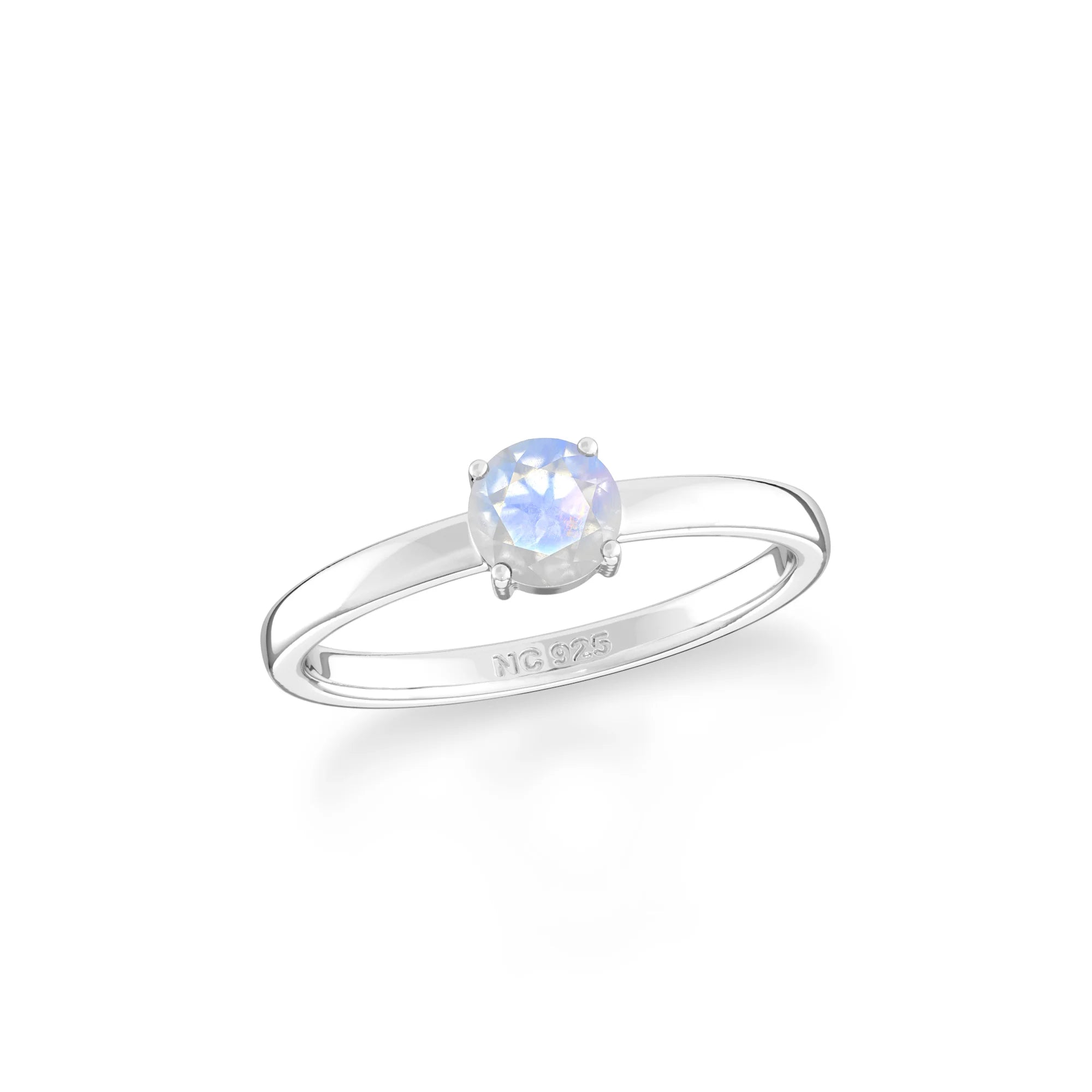 rainbow moonstone stackable prong-set ring