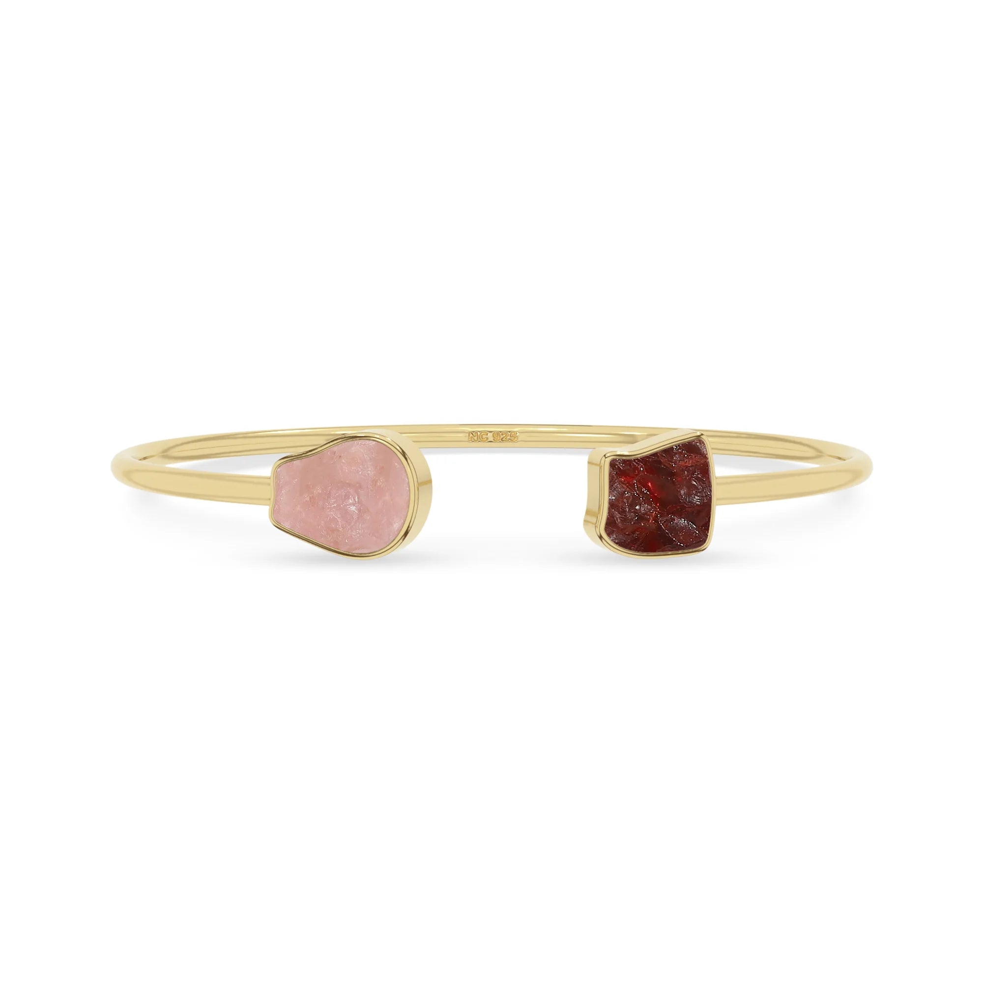 rose quartz garnet twister bracelet