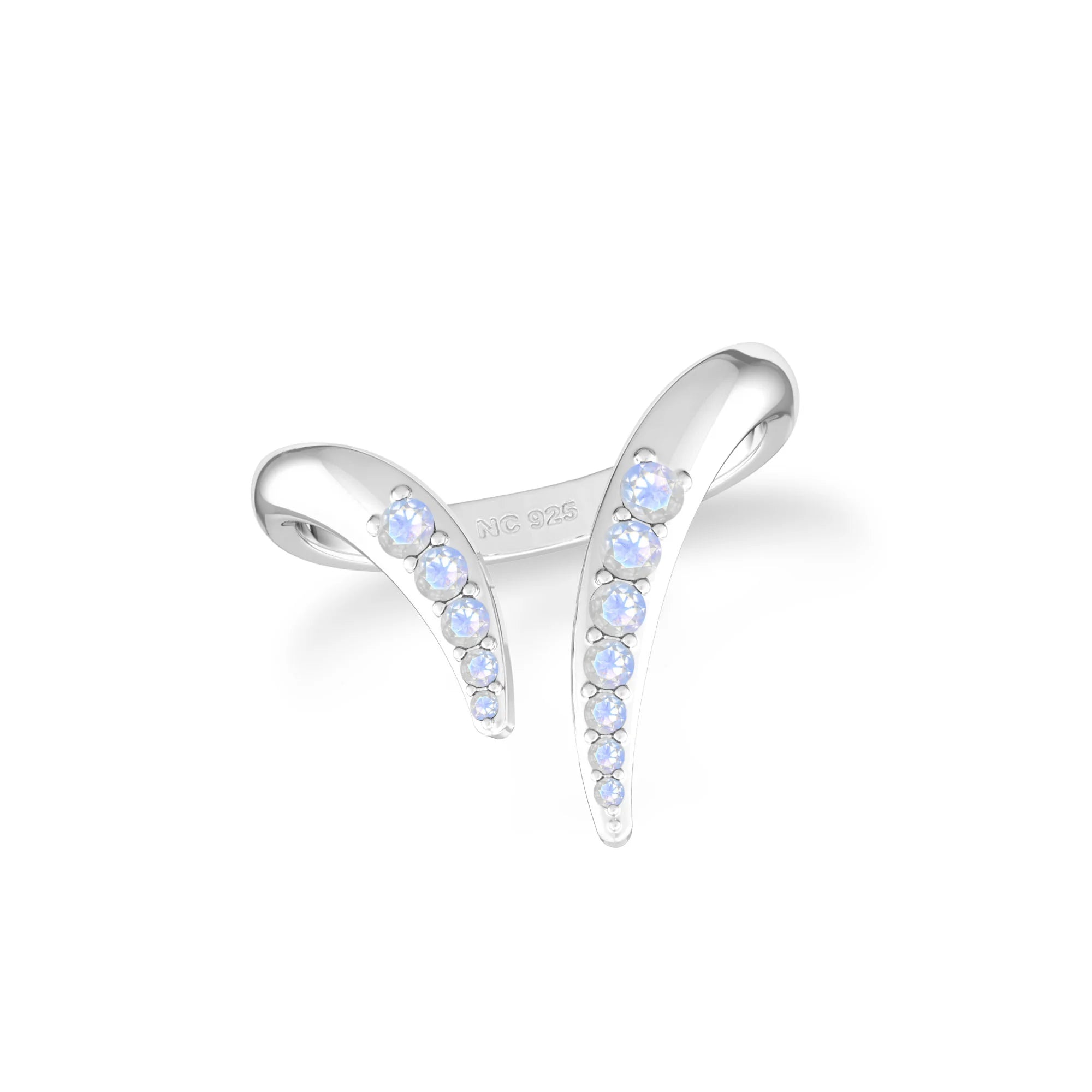 rainbow moonstone prong-set ring