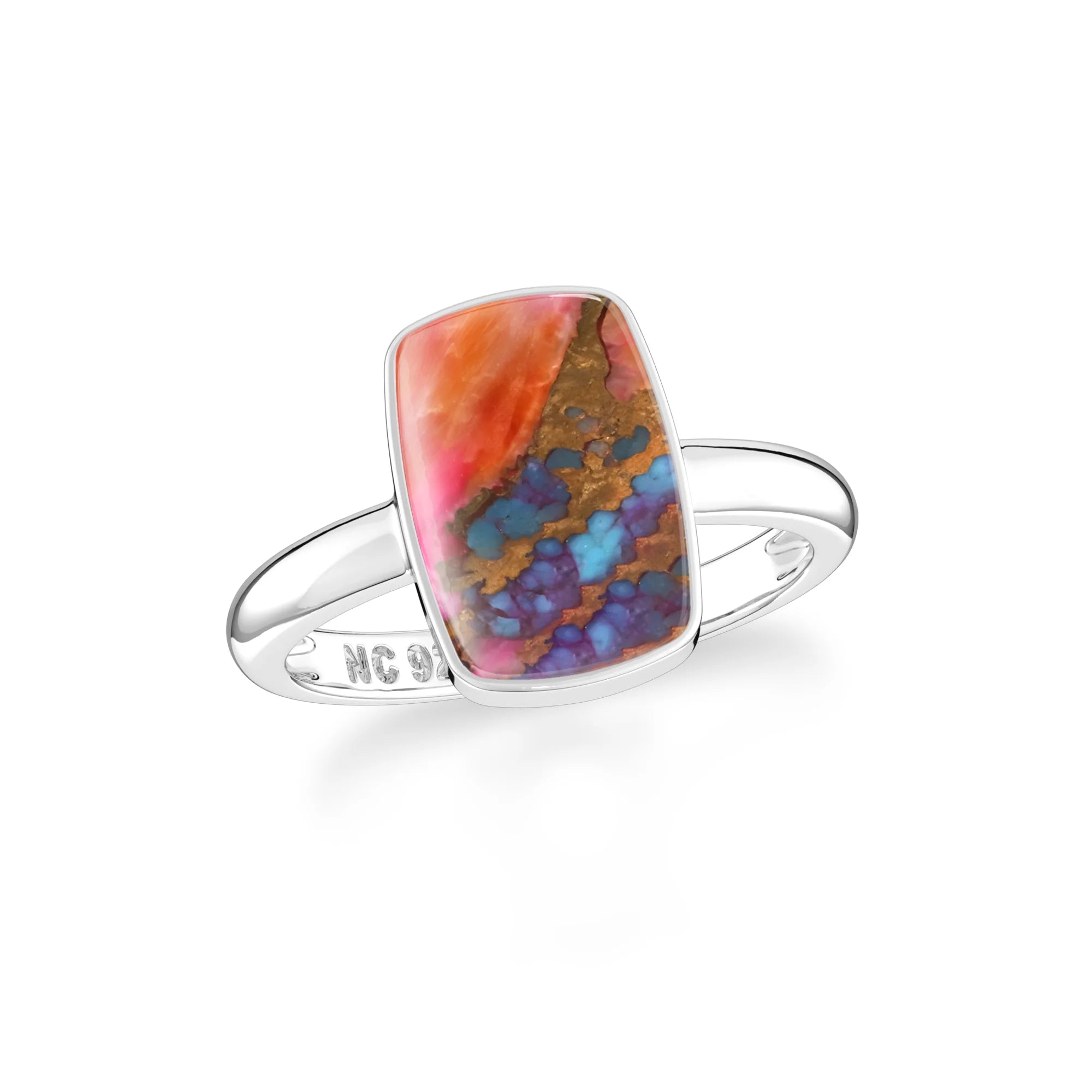 pink spiny-oyster bezel-set ring
