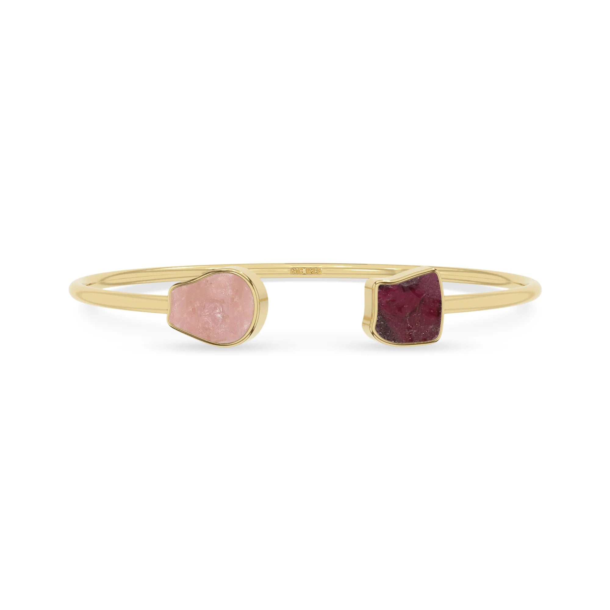 rose quartz rhodolite garnet twister bracelet