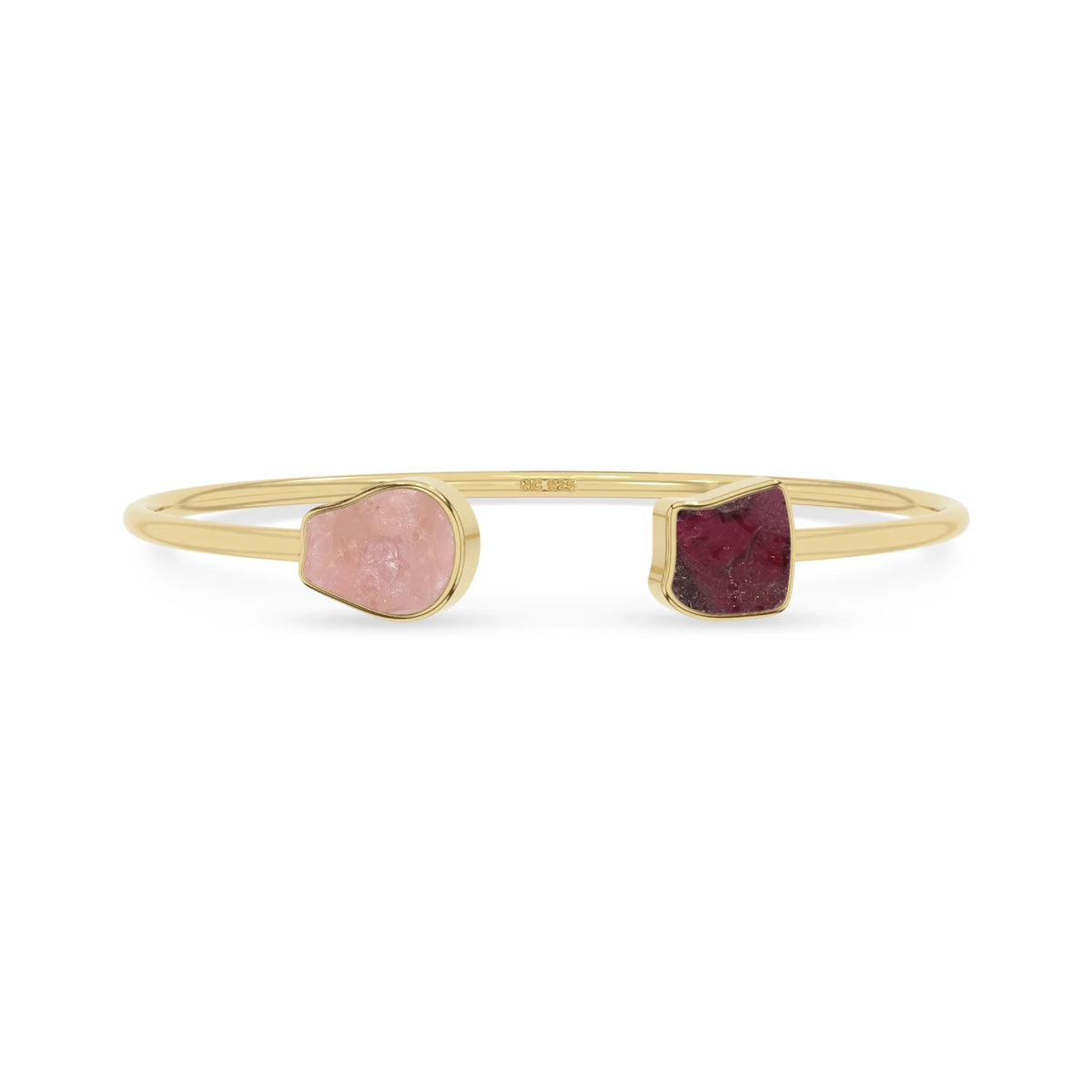 rose quartz rhodolite garnet twister bracelet