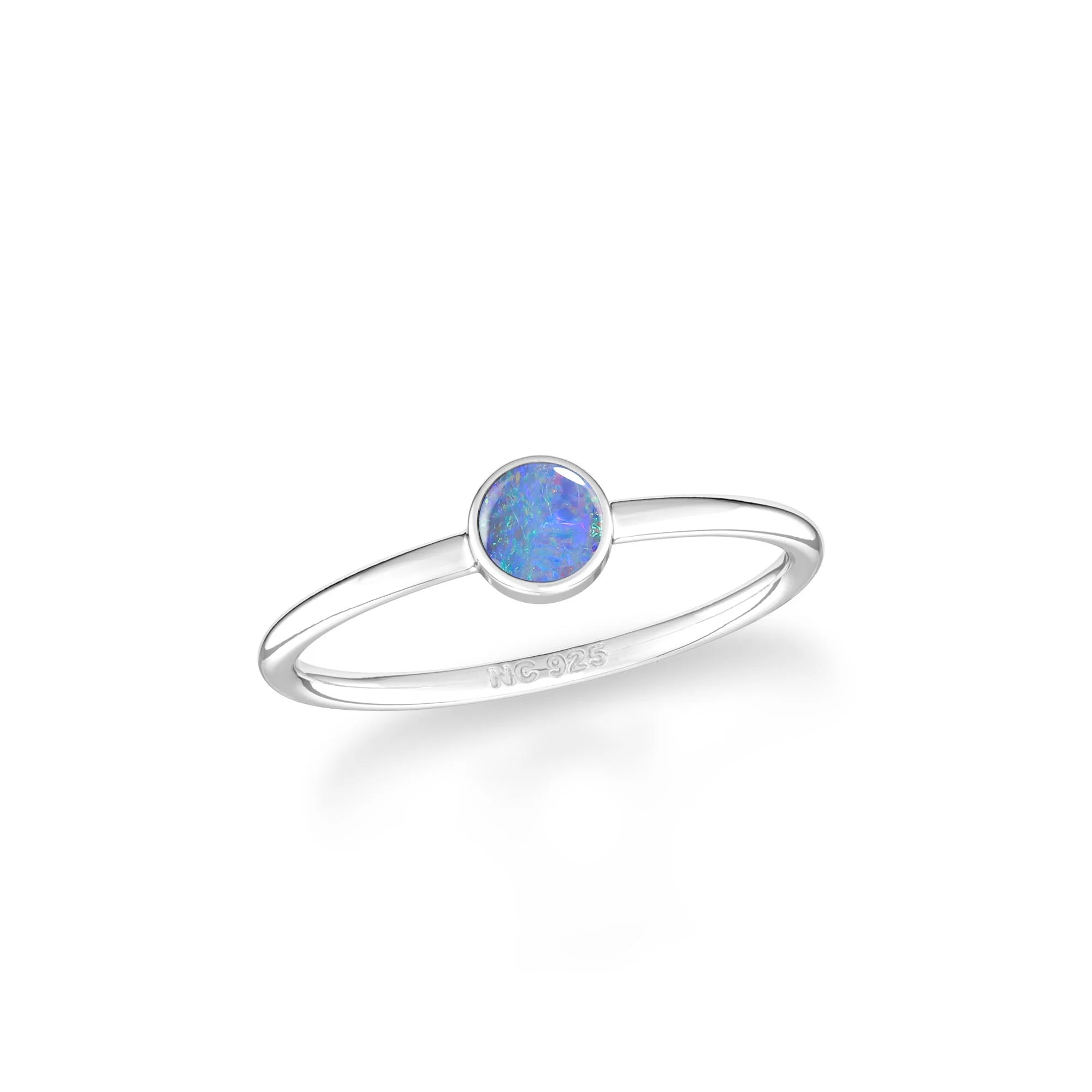 australian opal bezel-set ring