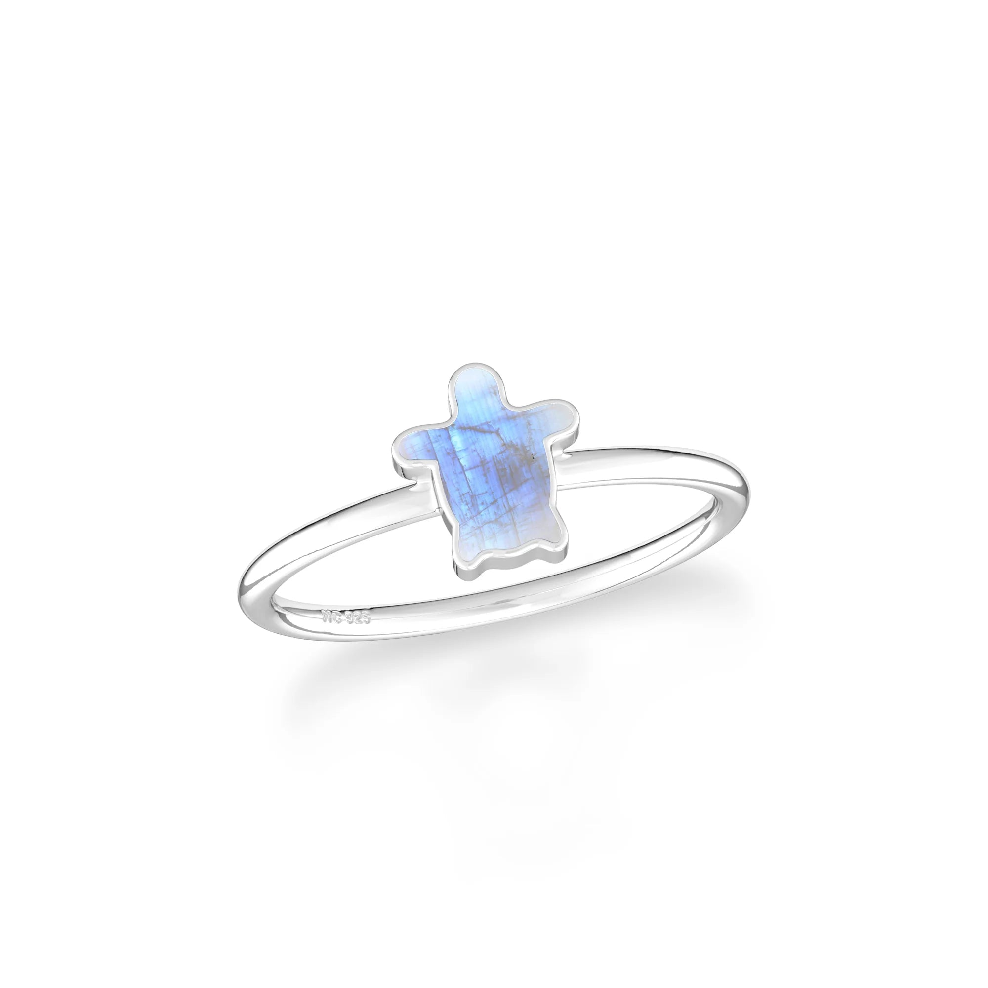 rainbow moonstone stackable bezel-set ring