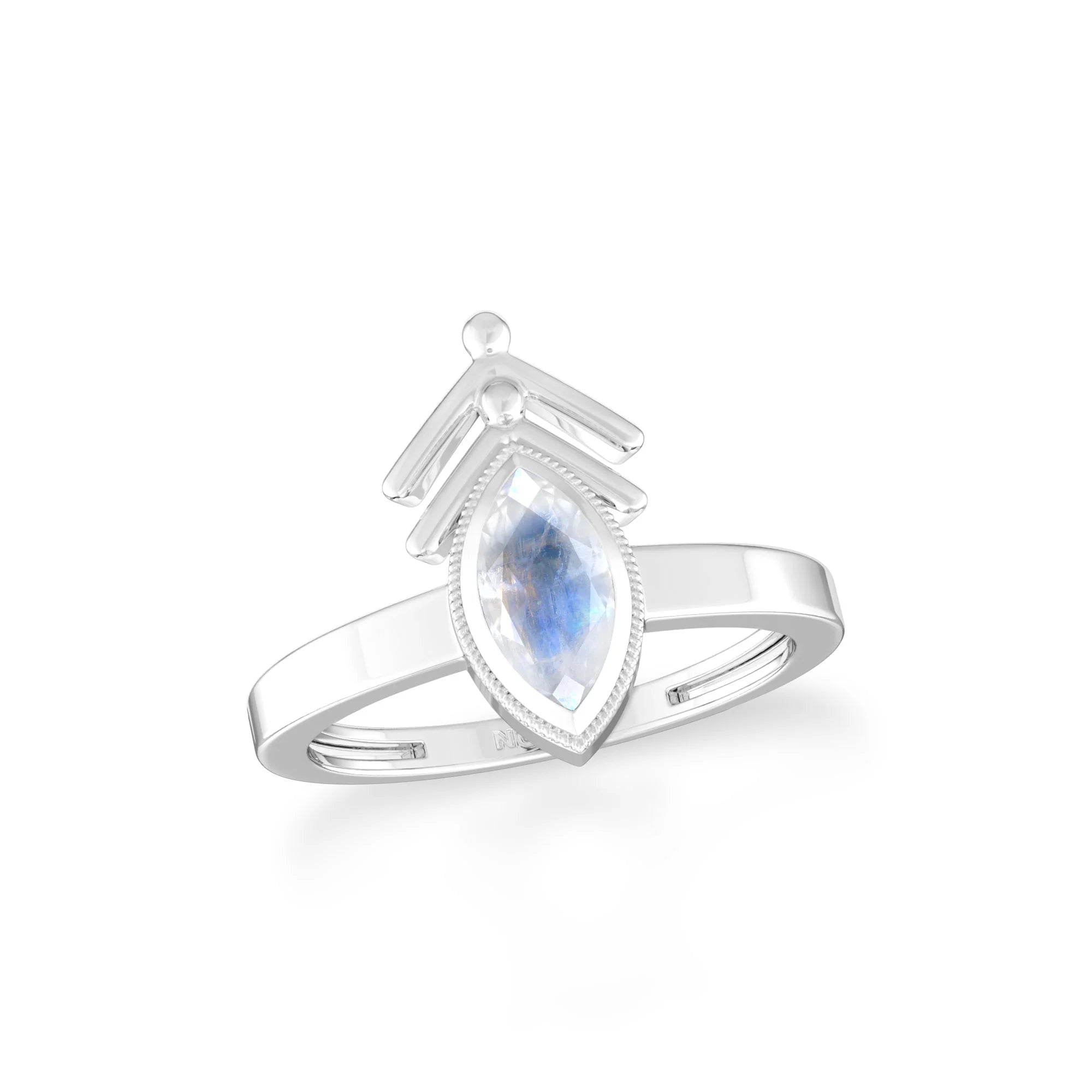 rainbow-moonstone bezel-set ring