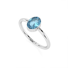 swiss-blue-topaz stackable bezel-set ring