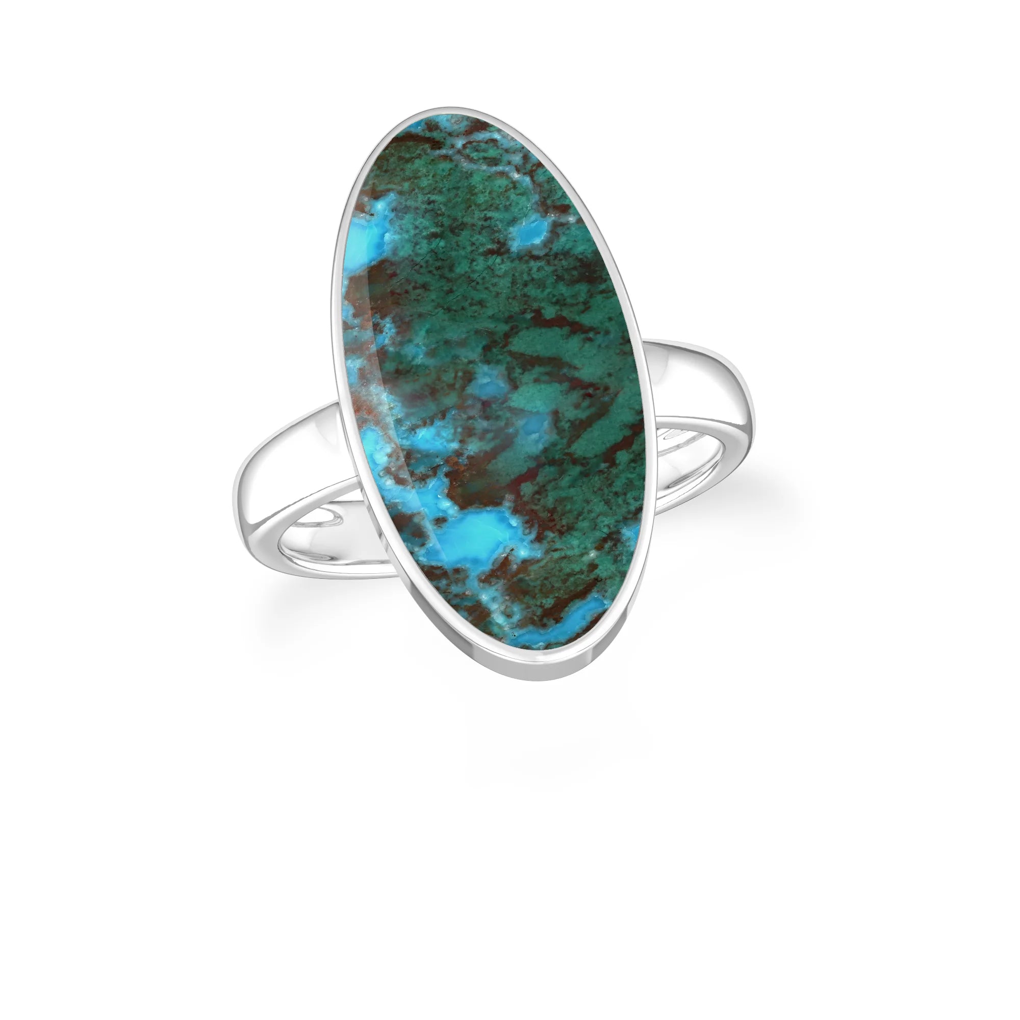 chrysocolla bezel-set ring
