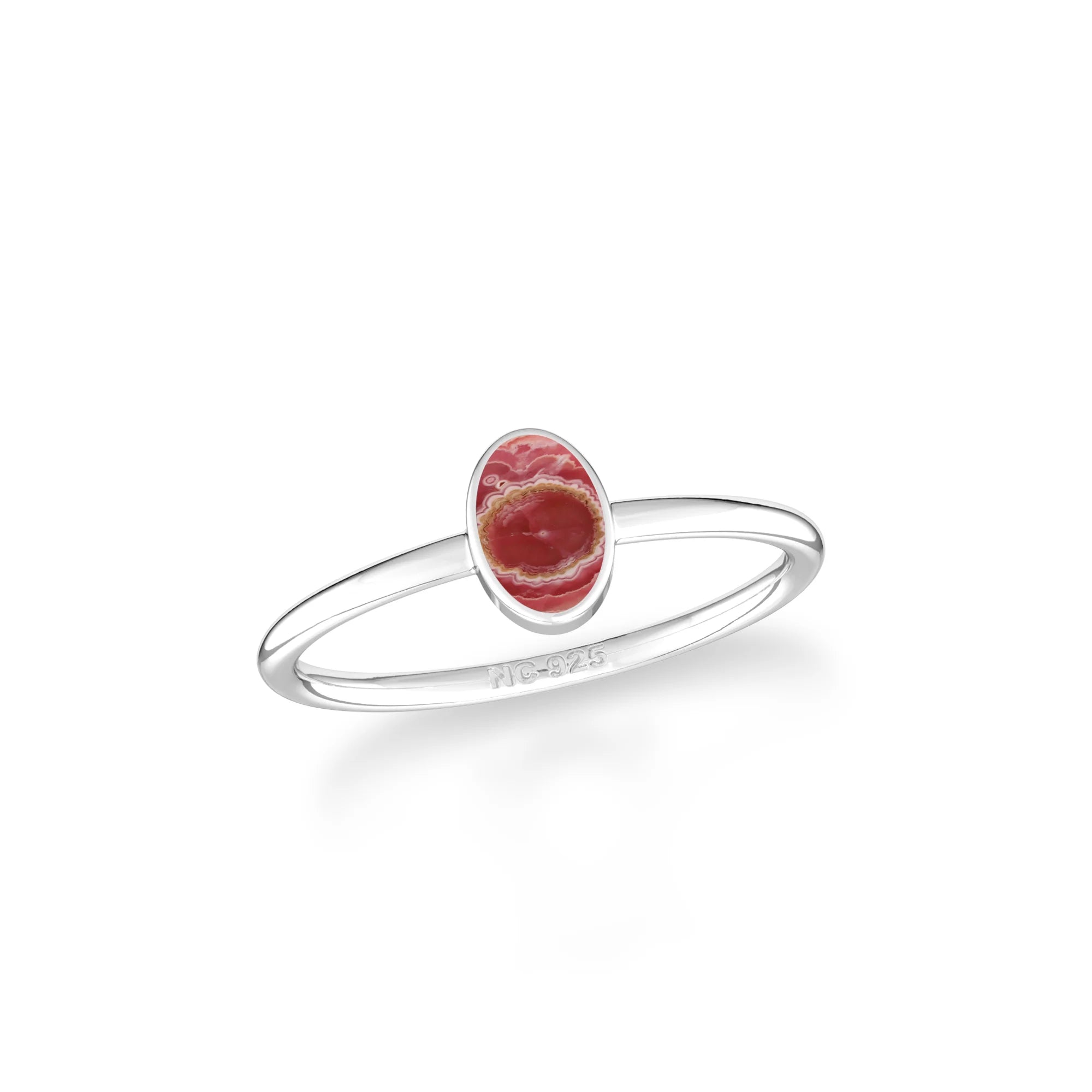 rhodochrosite stackable bezel-set ring