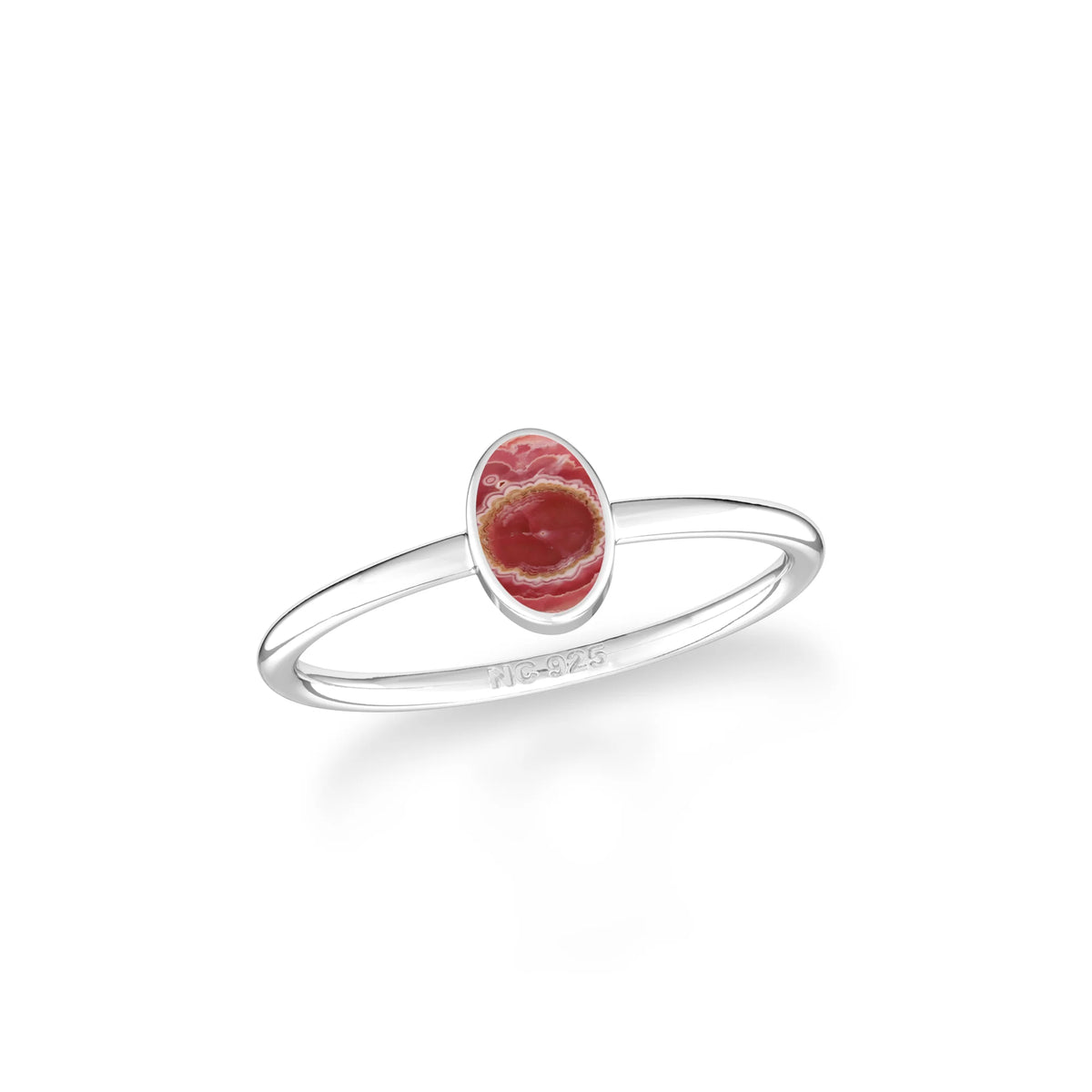 rhodochrosite stackable bezel-set ring