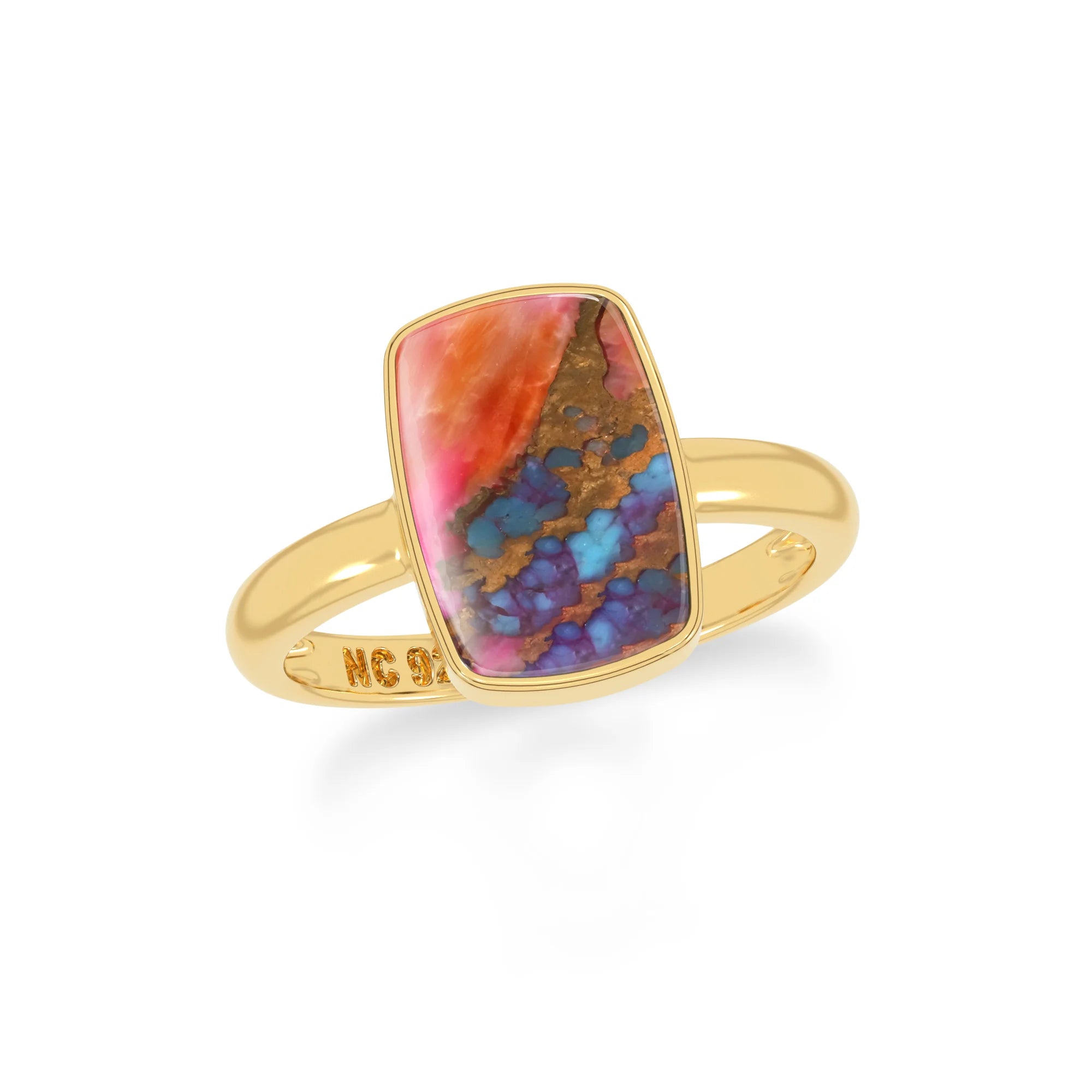 pink spiny-oyster bezel-set ring