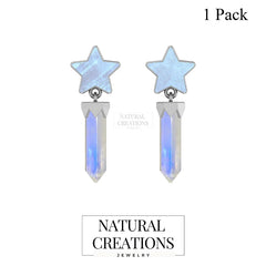 rainbow moonstone slice earrings