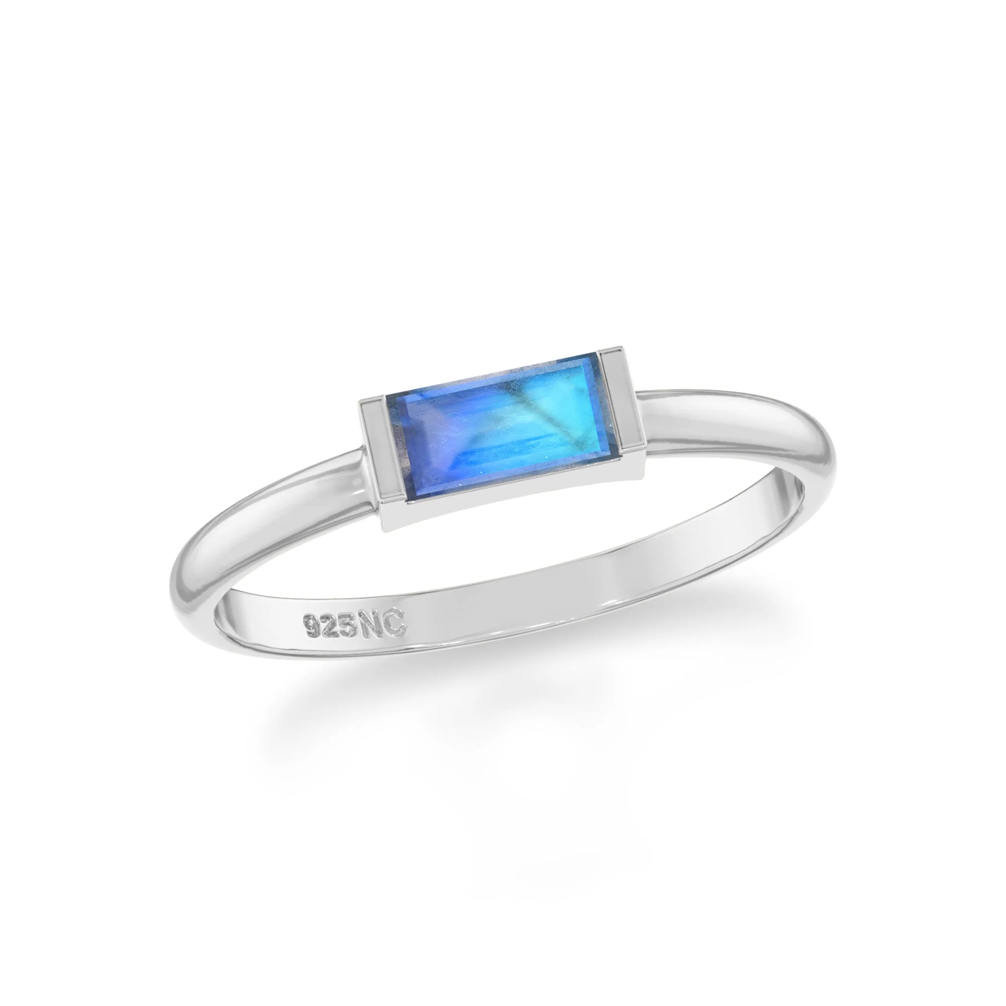 labradorite stackable bezel-set ring