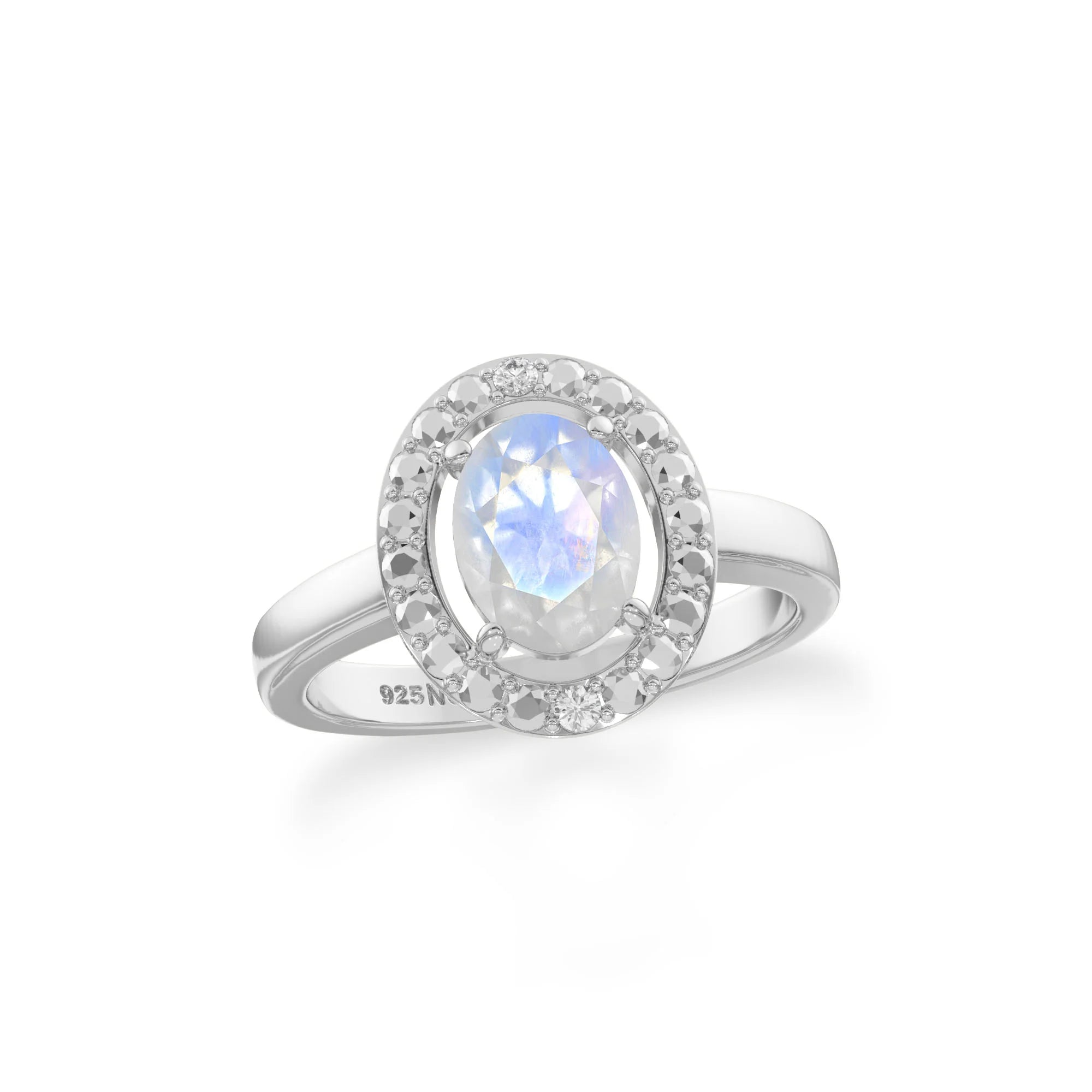 rainbow-moonstone stackable prong-set ring