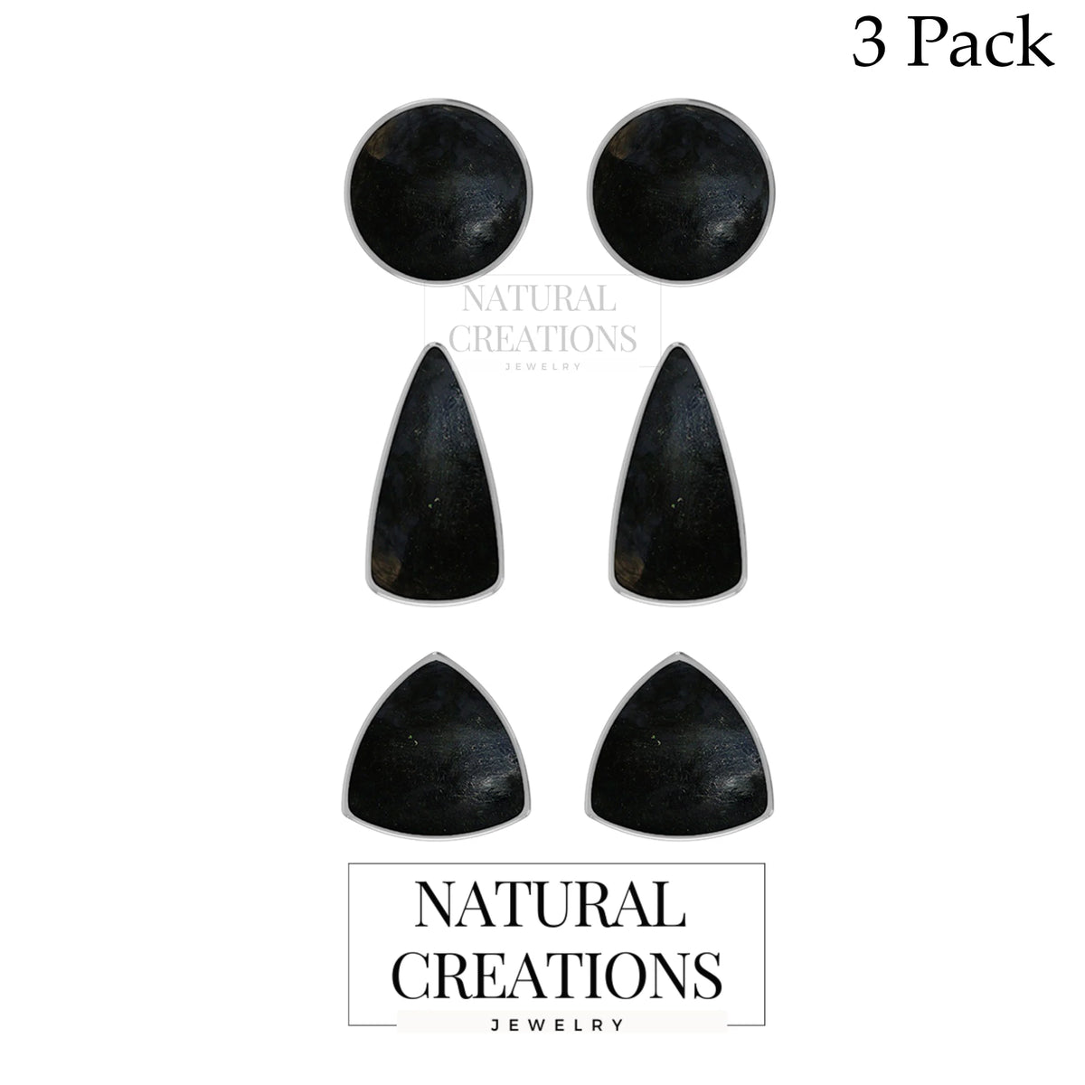 black tourmaline cab earrings