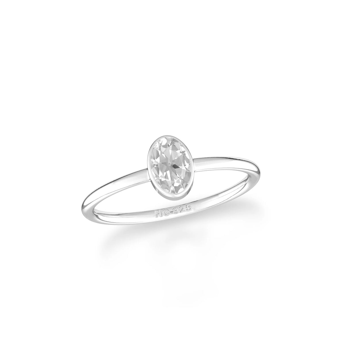 white topaz stackable bezel-set ring